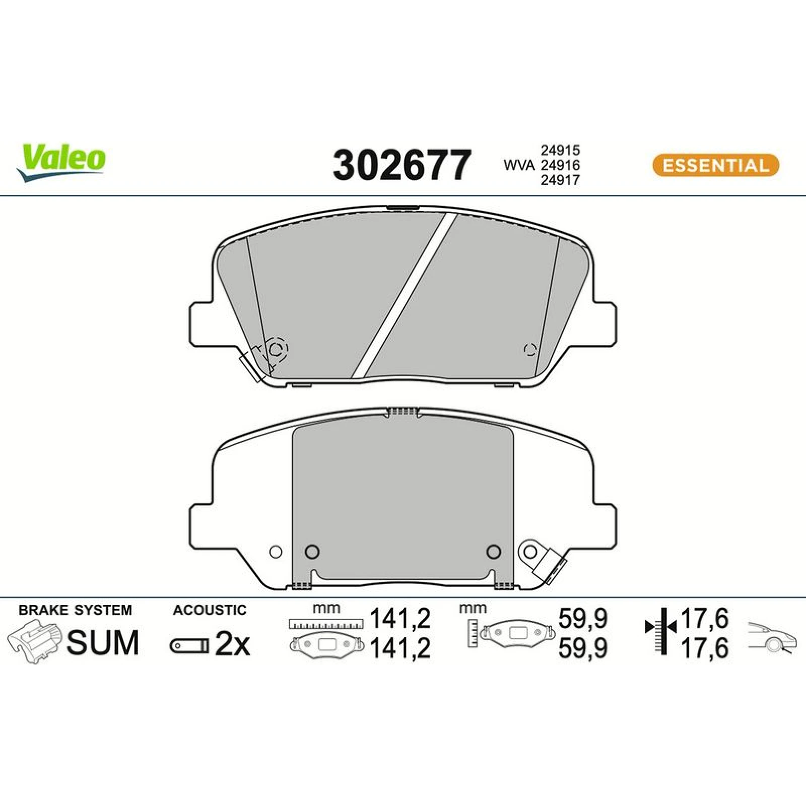 VALEO Bremsbeläge 302677