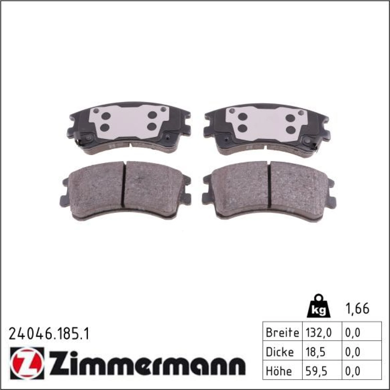 ZIMMERMANN Bremsbeläge 24046.185.1