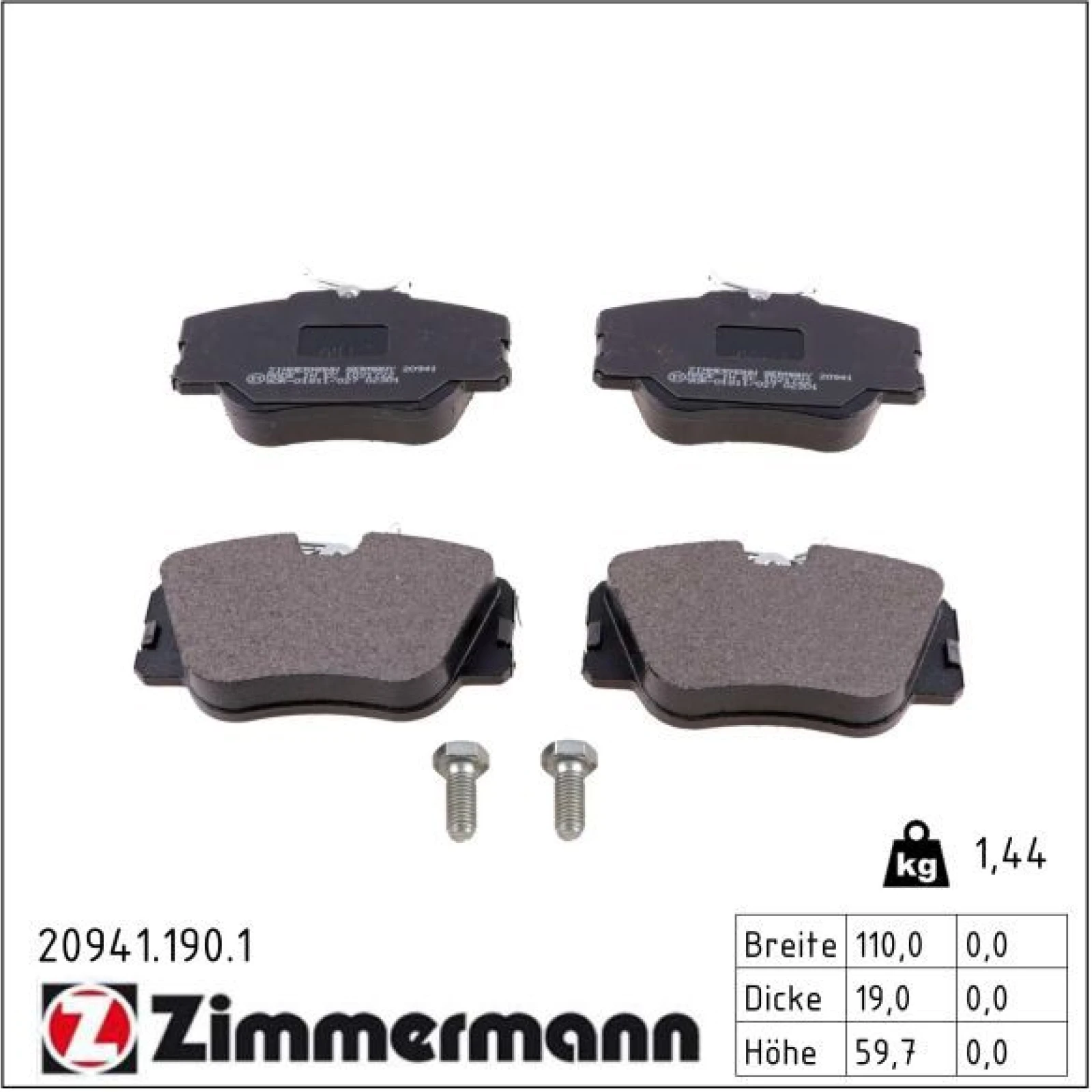 ZIMMERMANN Bremsbeläge 20941.190.1