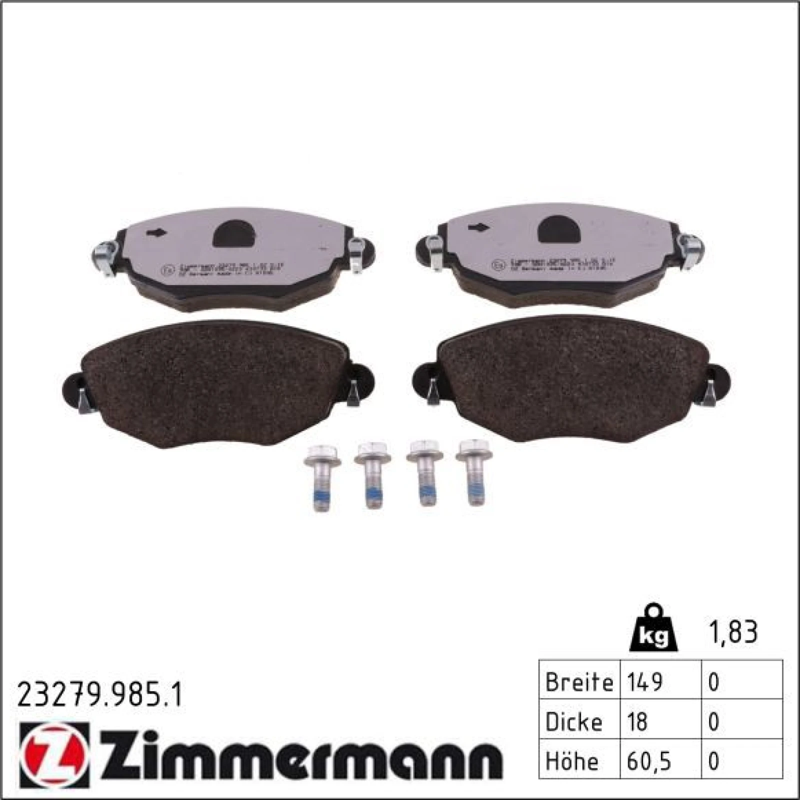 ZIMMERMANN Bremsbeläge 23279.985.1