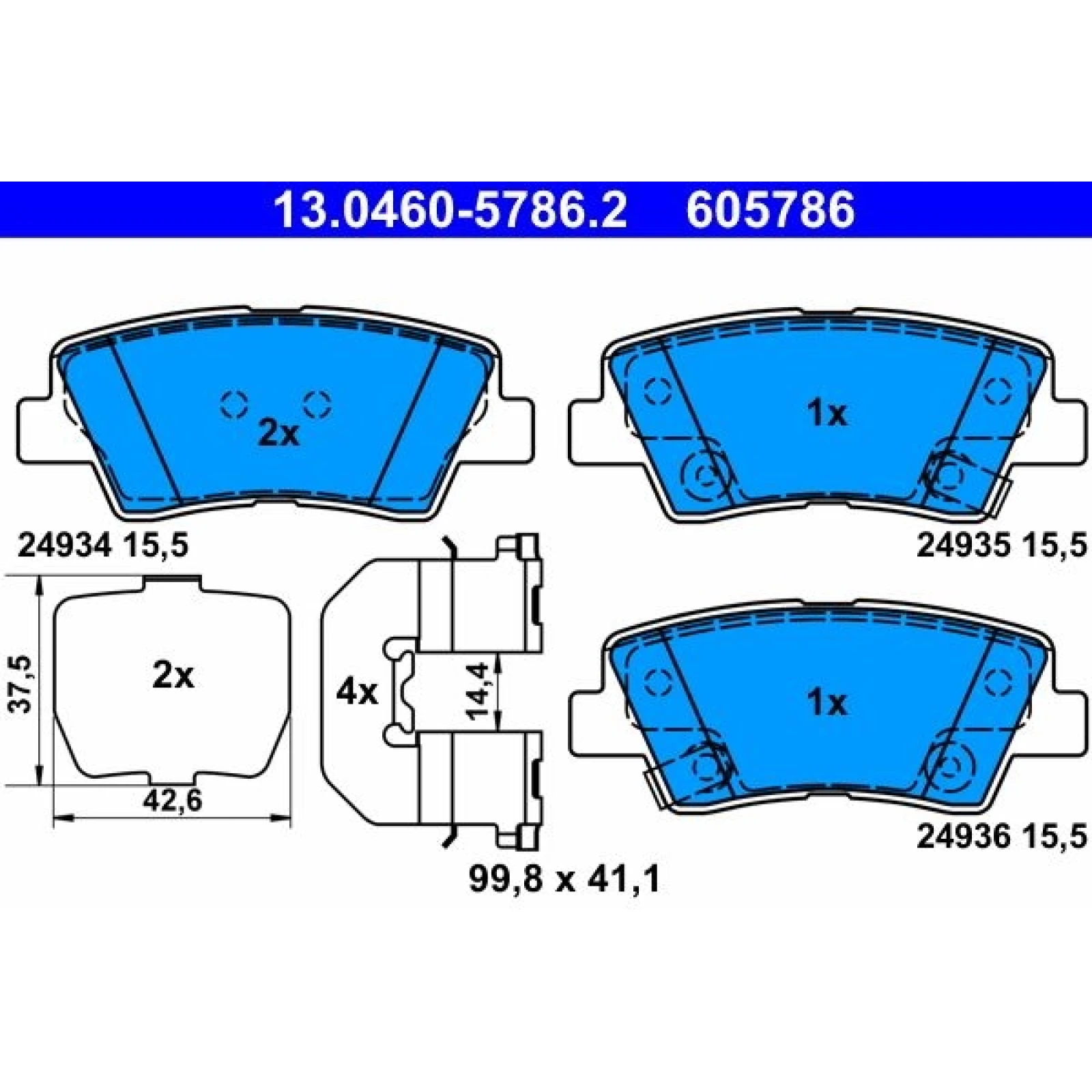 Bremsbelagsatz Hyundai T. Sonata/Tucson 2,0-2,7 4X4 04-10 13.0460-5786.2