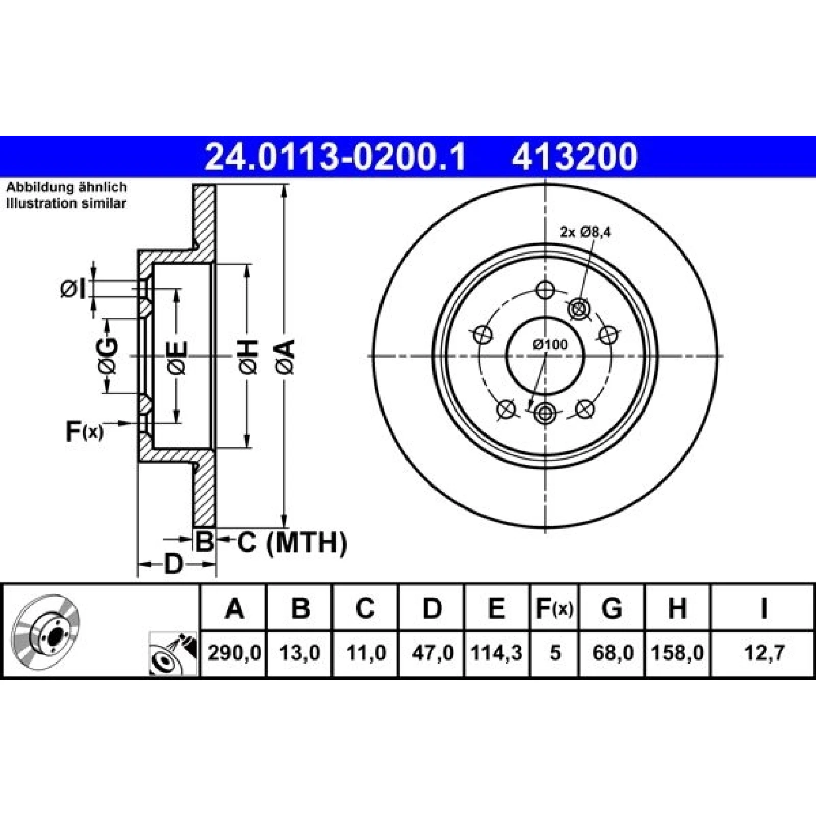 Bremsscheibe Nissan T. Qashqai 1.2-1.6 Dig-T 13 24.0113-0200.1