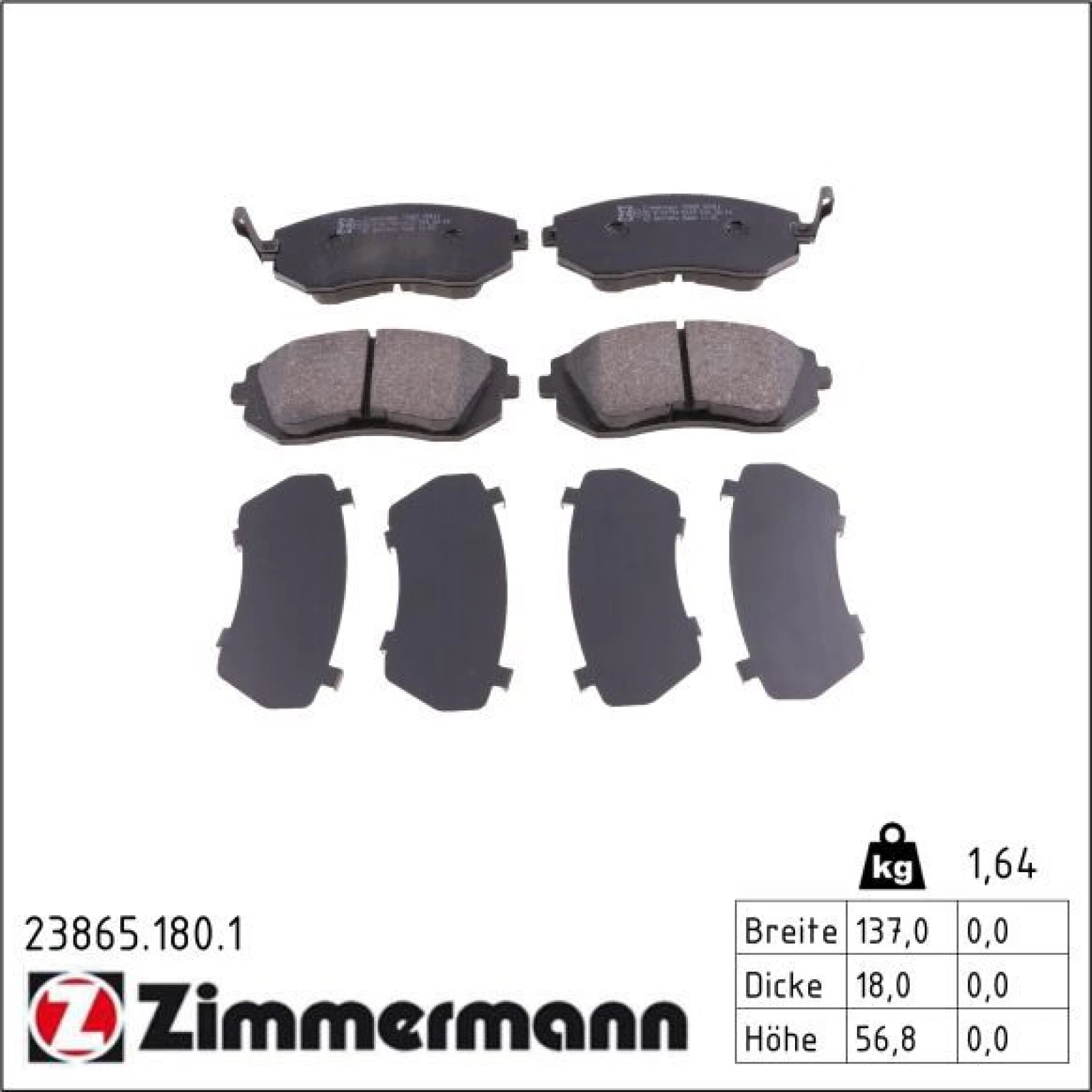 ZIMMERMANN Bremsbeläge 23865.180.1