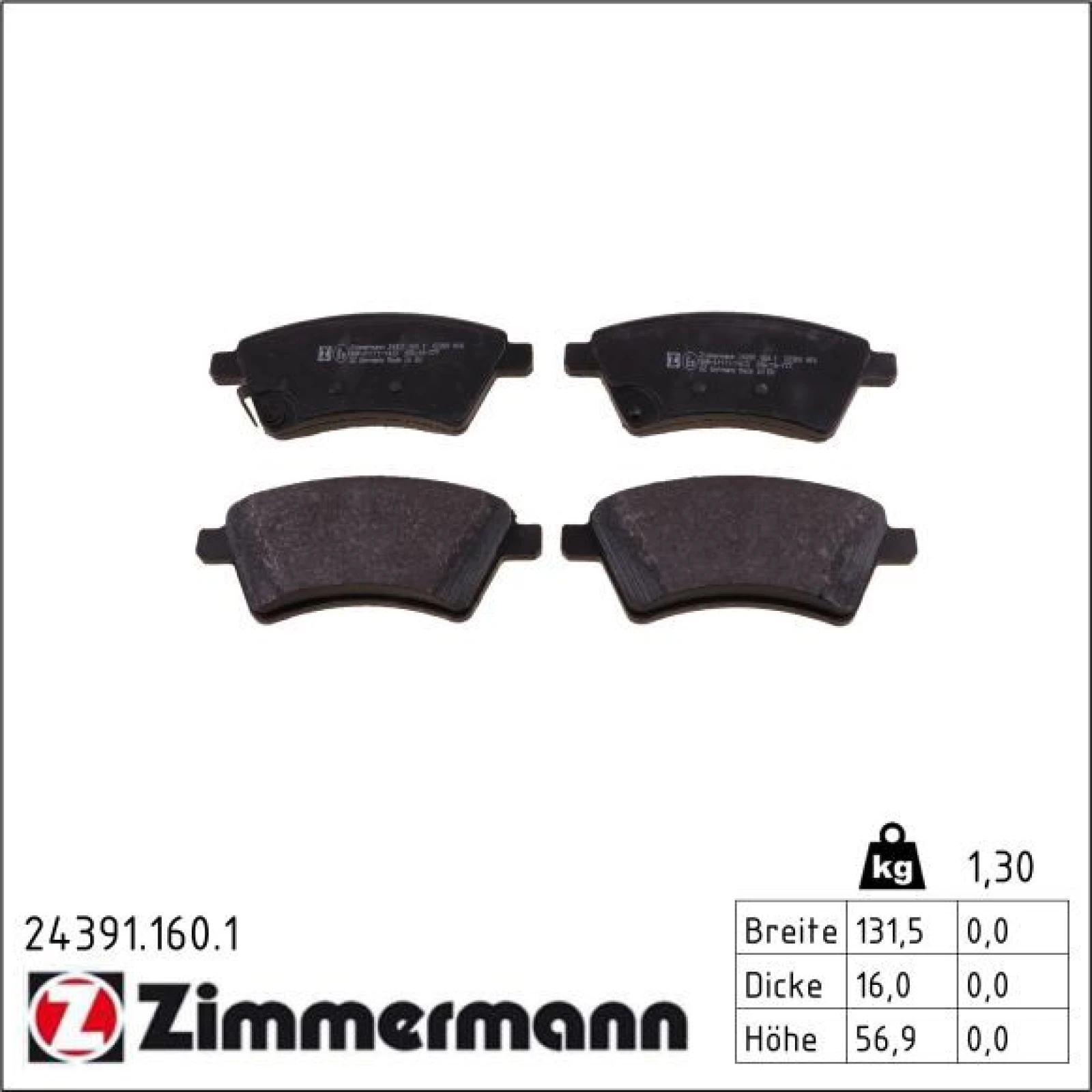 ZIMMERMANN Bremsbeläge 24391.160.1