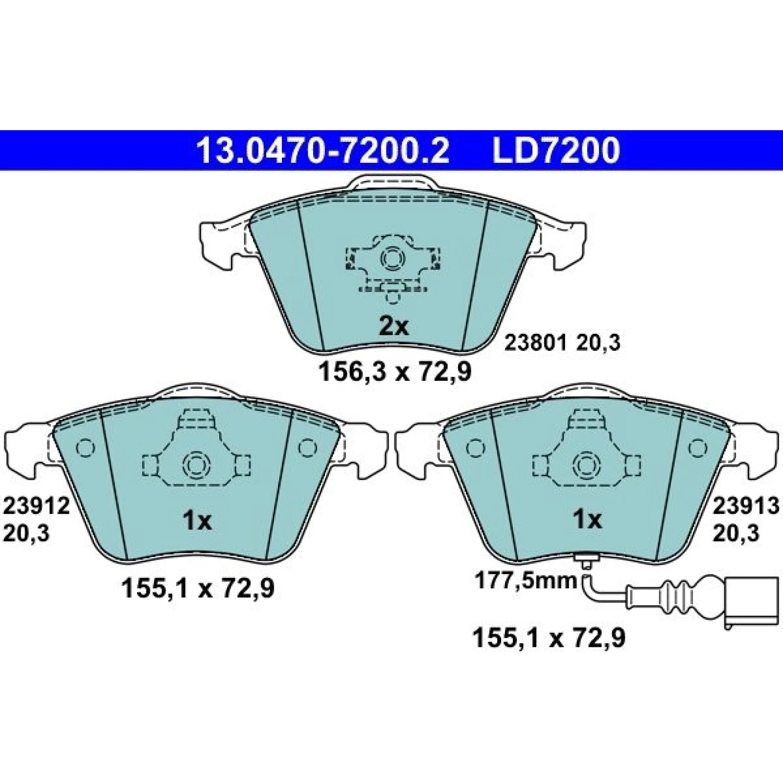Bremsbelagsatz Vw P. Eos/Golf/Passat 1.4-3.6 05-15 Keramik 13.0470-7200.2