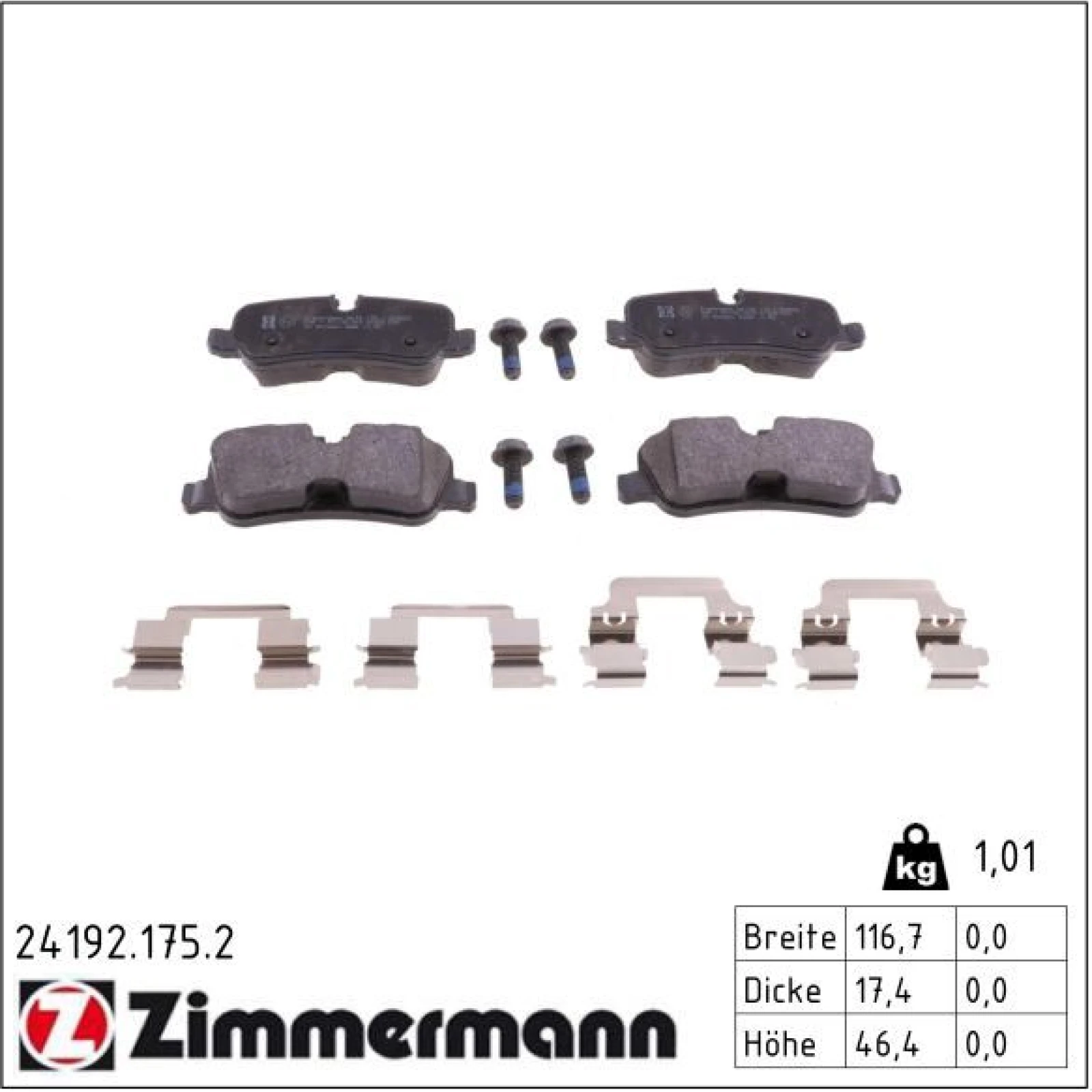 ZIMMERMANN Bremsbeläge 24192.175.2