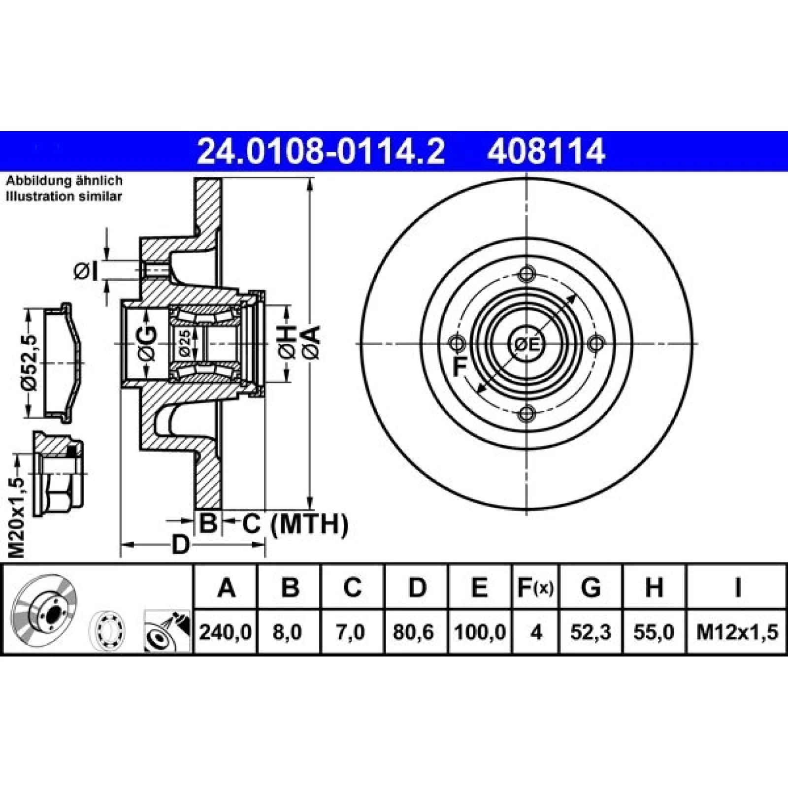 Bremsscheibe Renault T. Megane Ii/Clio Iii 05-/Note/Modus Mit Abs-Lager 24.0108-0114.2