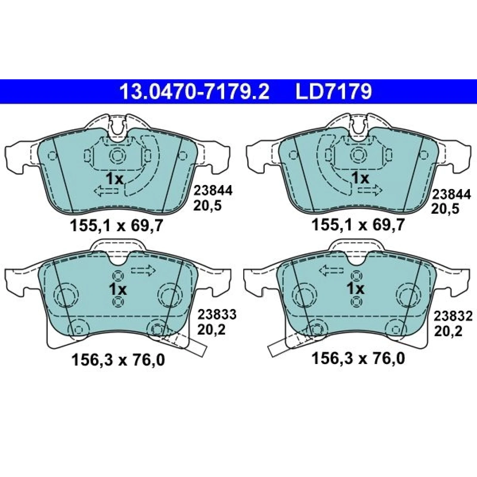 Bremsbelagsatz Opel P. Adam/Astra/Combo/Corsa/Meriva/Zafira 04- Keramik 13.0470-7179.2