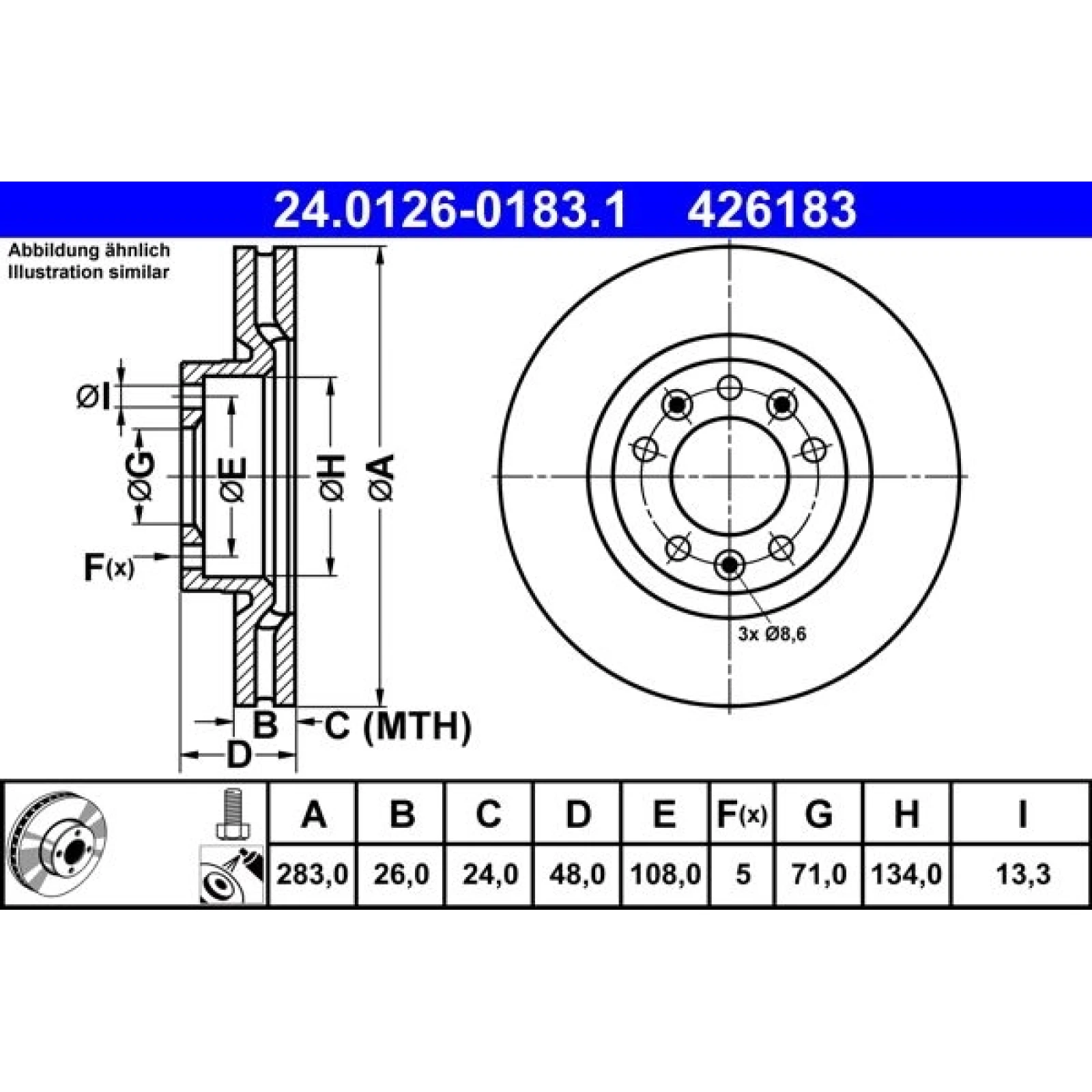 Bremsscheibe Citroen P. C4 1.2-2.0 13 24.0126-0183.1