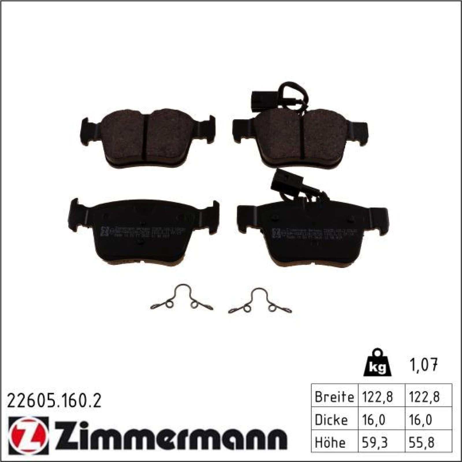 ZIMMERMANN Bremsbelagsatz, Scheibenbremse 22605.160.2