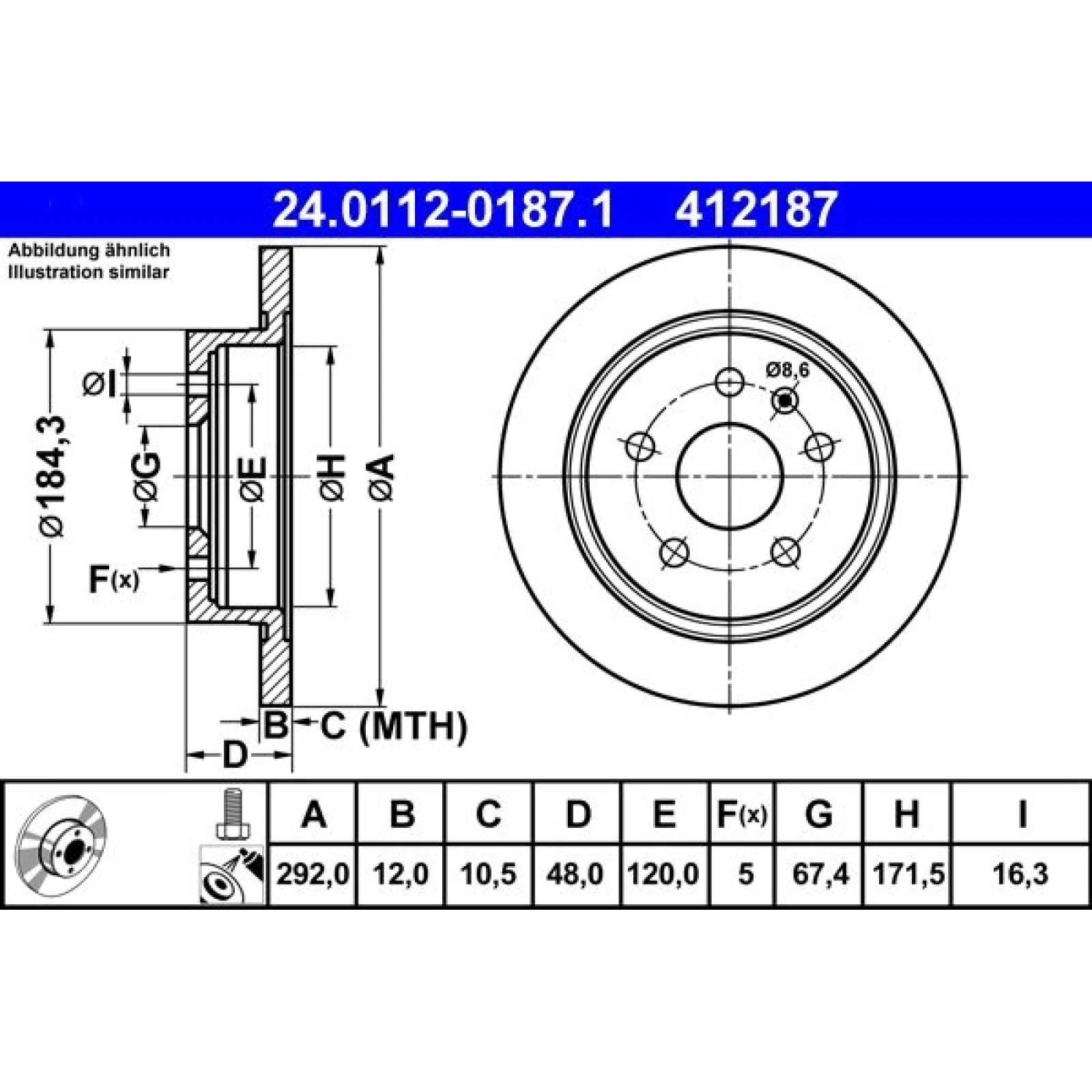 Bremsscheibe Opel T. Insignia 08 24.0112-0187.1