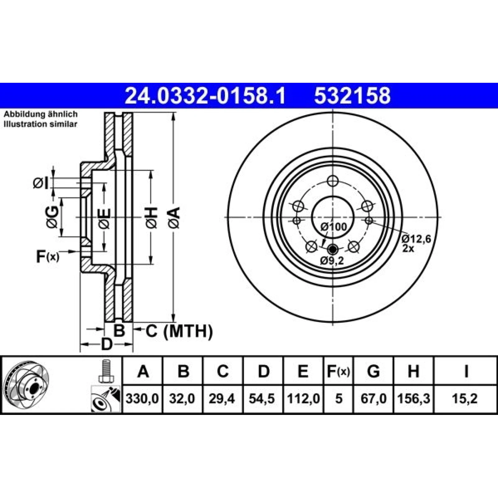 Bremsscheibe Db P. W164/W251 3.0-5.5 4-Matic 05- Power Disc 24.0332-0158.1