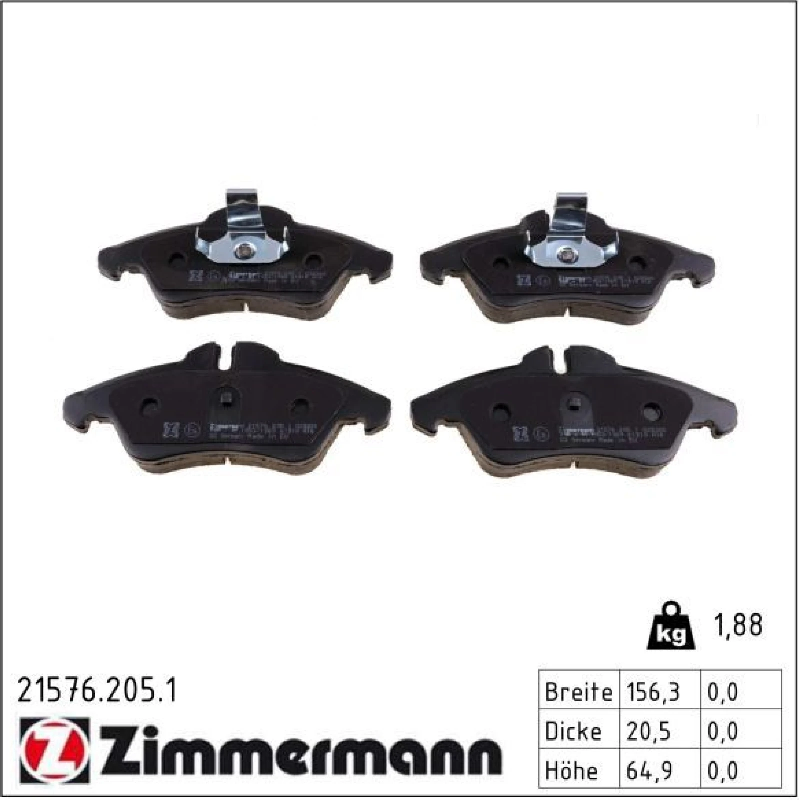 ZIMMERMANN Bremsbeläge 21576.205.1