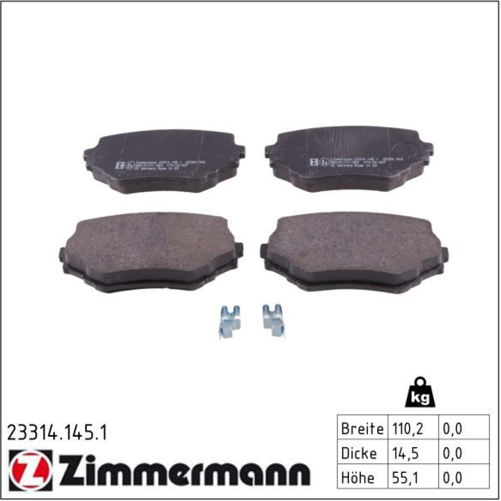 ZIMMERMANN Bremsbeläge 23314.145.1