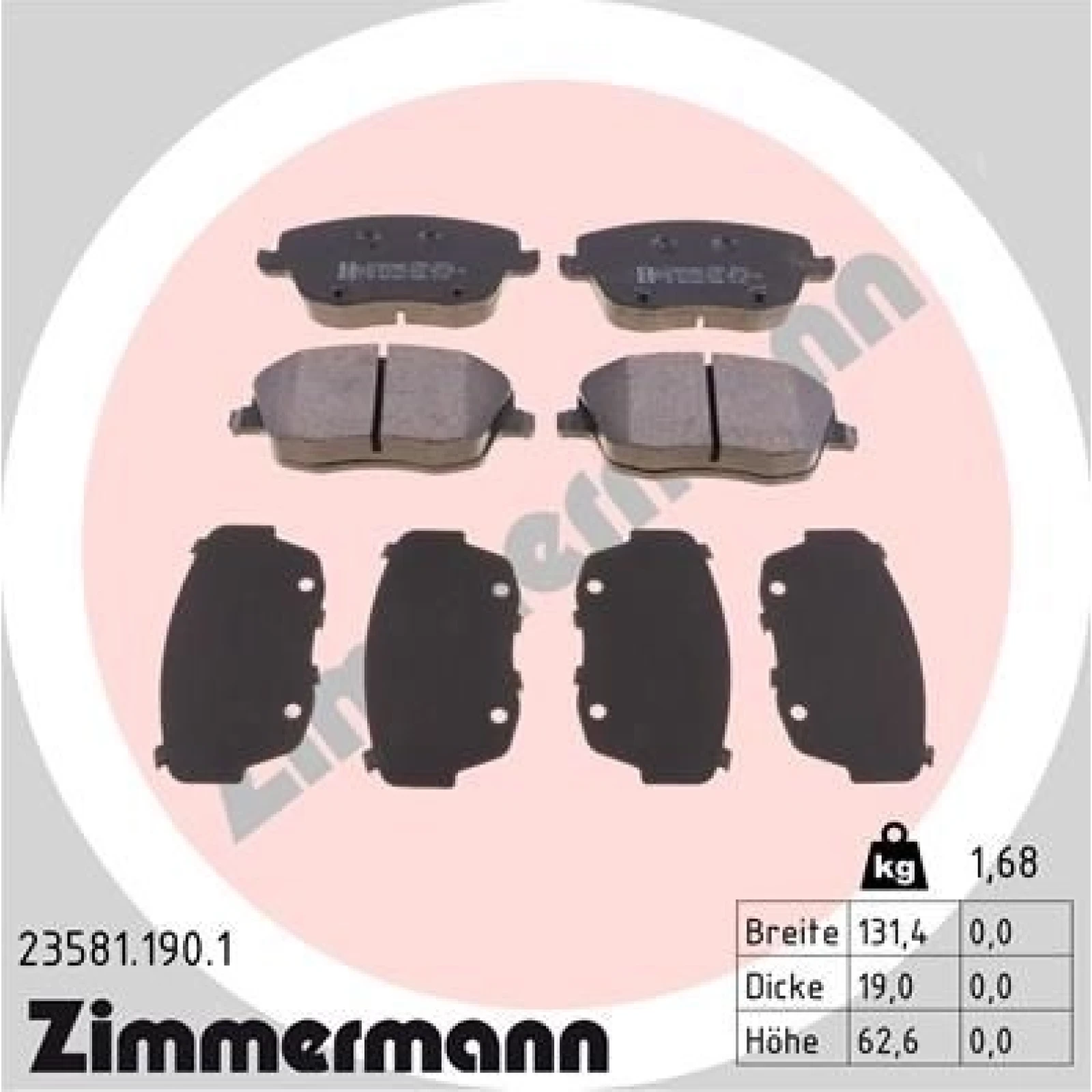 ZIMMERMANN Bremsbeläge 23581.190.1
