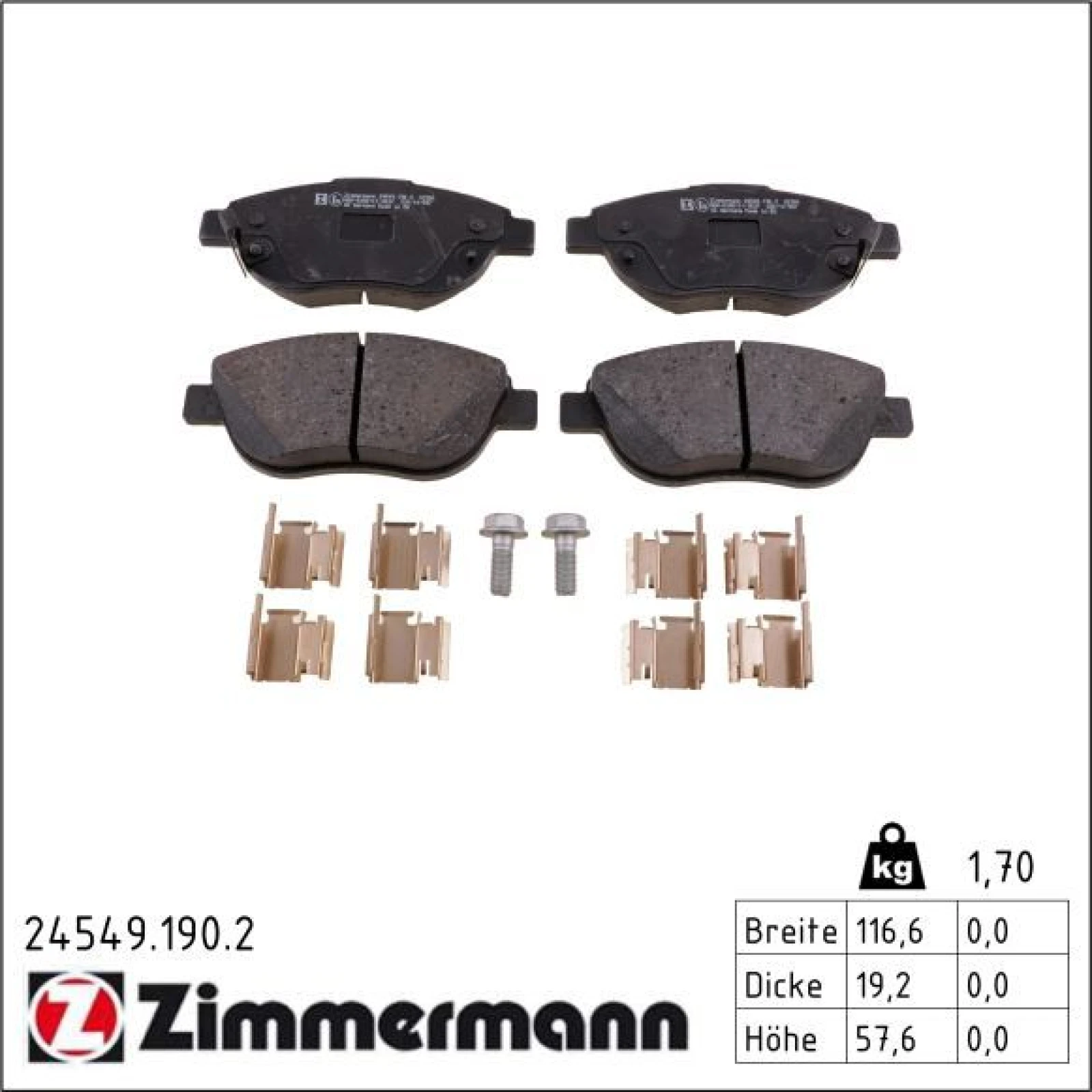 ZIMMERMANN Bremsbeläge 24549.190.2