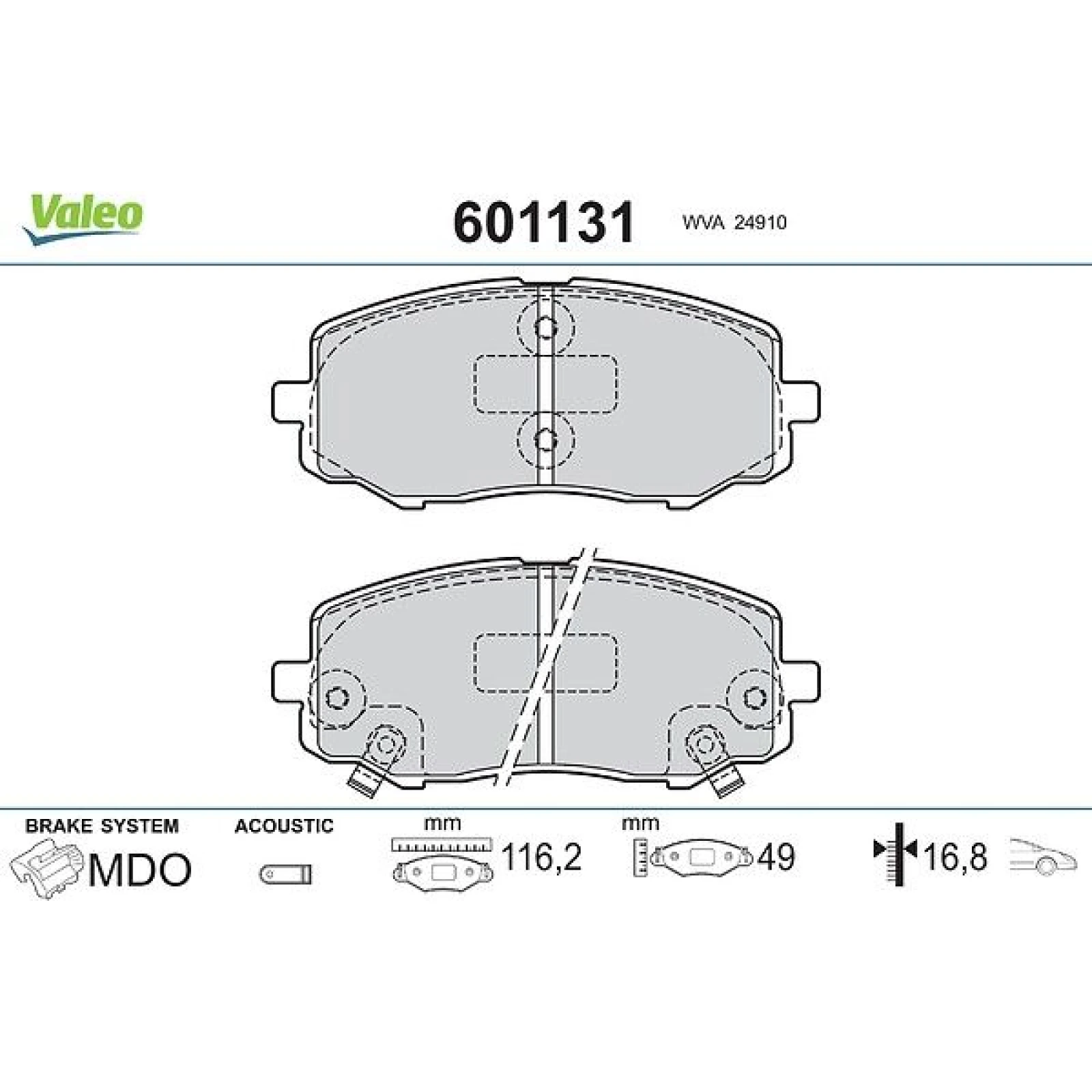 VALEO Bremsbeläge 601131