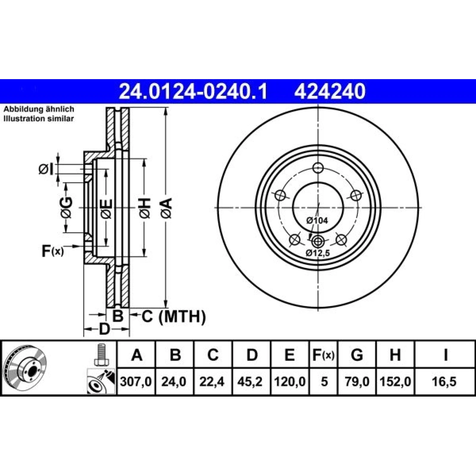 ATE Bremsscheibe 24.0124-0240.1