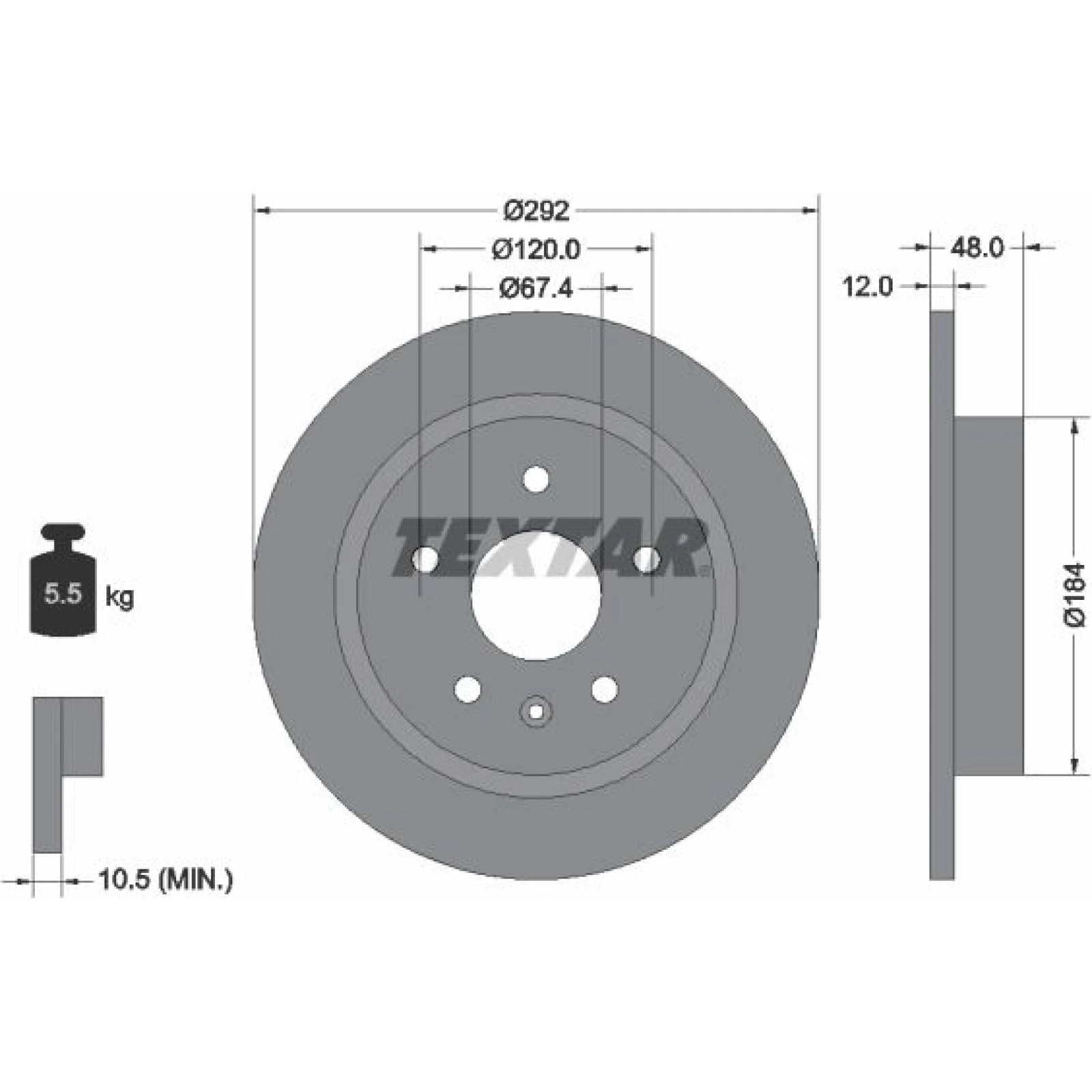 Textar Bremsscheibe 92222903 – Felge 16