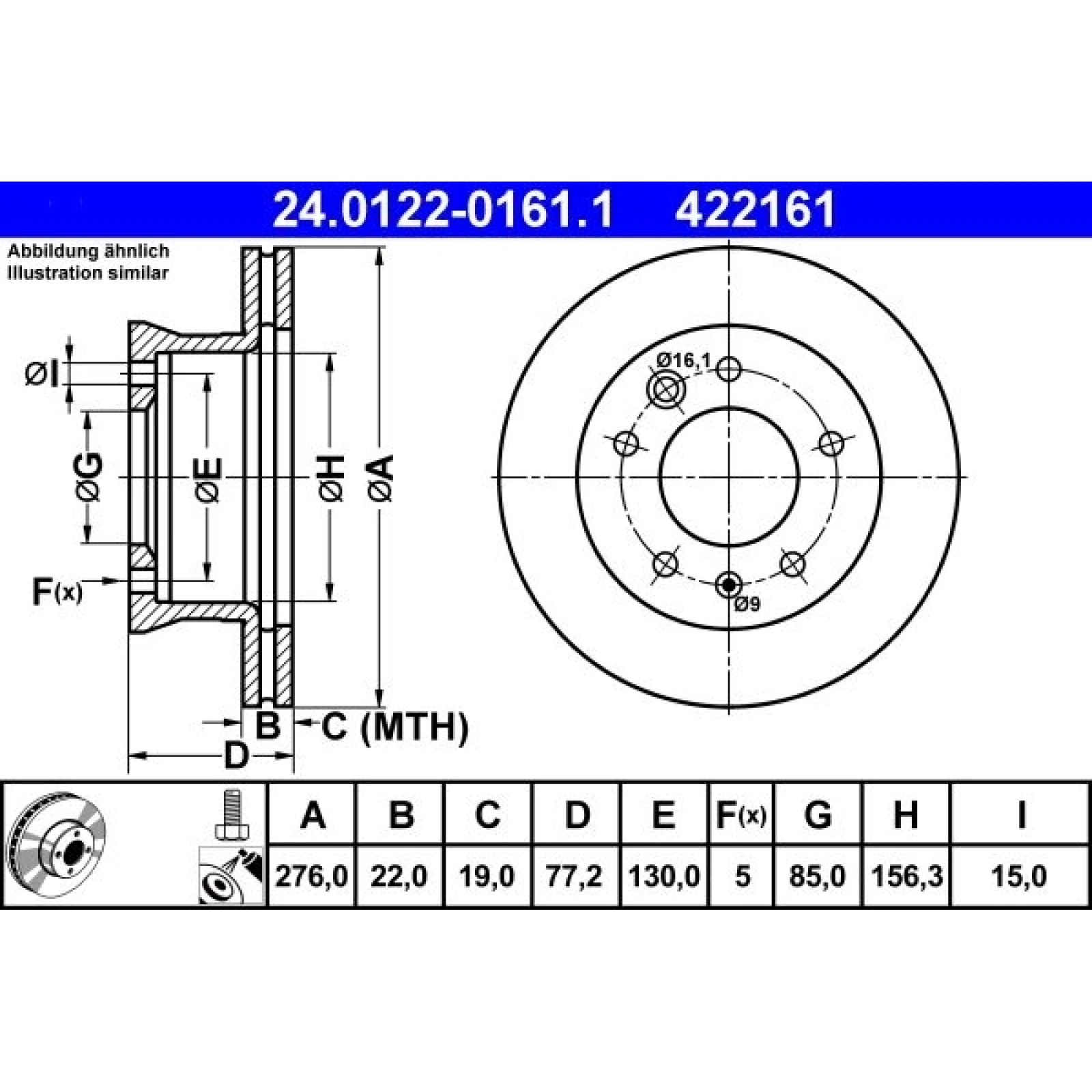 Bremsscheibe Db P. Sprinter 208-412 24.0122-0161.1