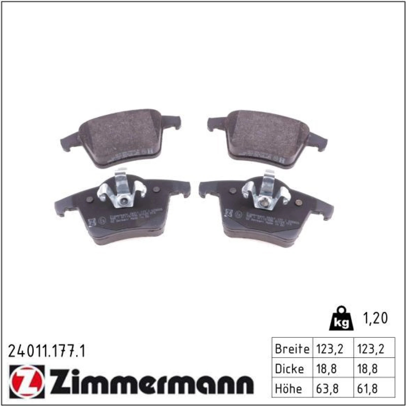 ZIMMERMANN Bremsbeläge 24011.177.1