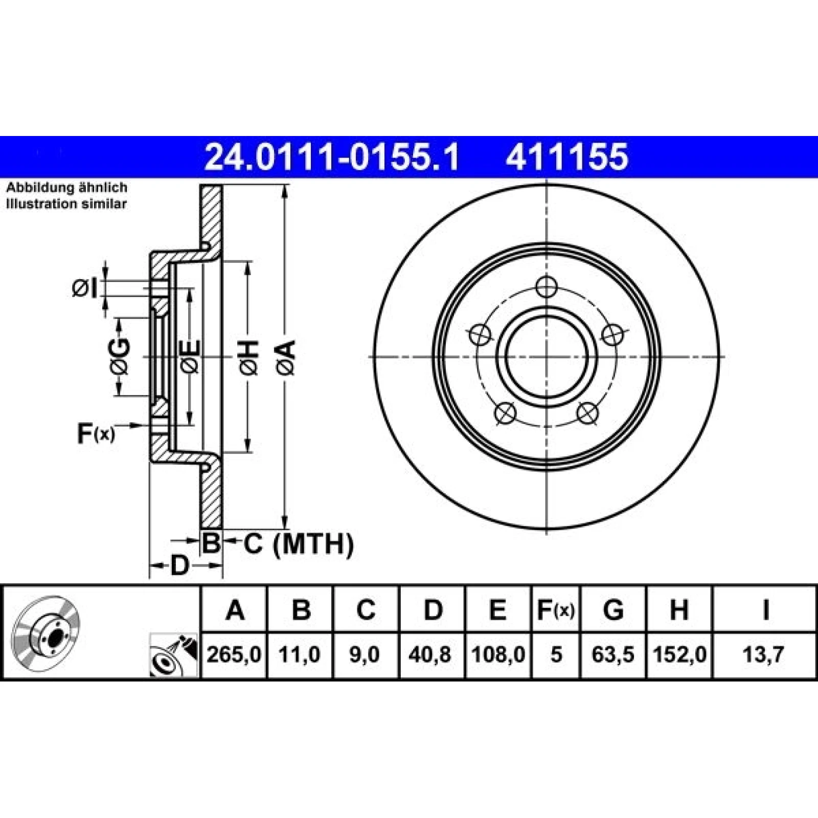Bremsscheibe Ford T. C-Max/Focus 03-12 24.0111-0155.1