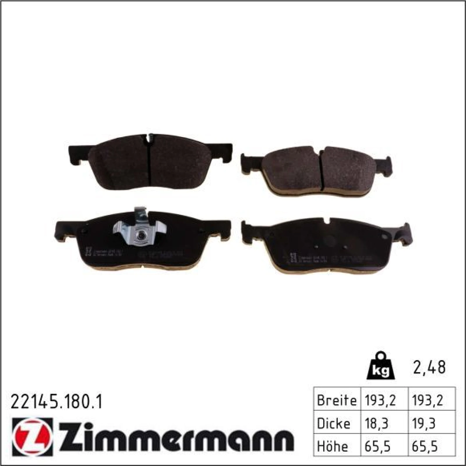 ZIMMERMANN Bremsbeläge 22145.180.1