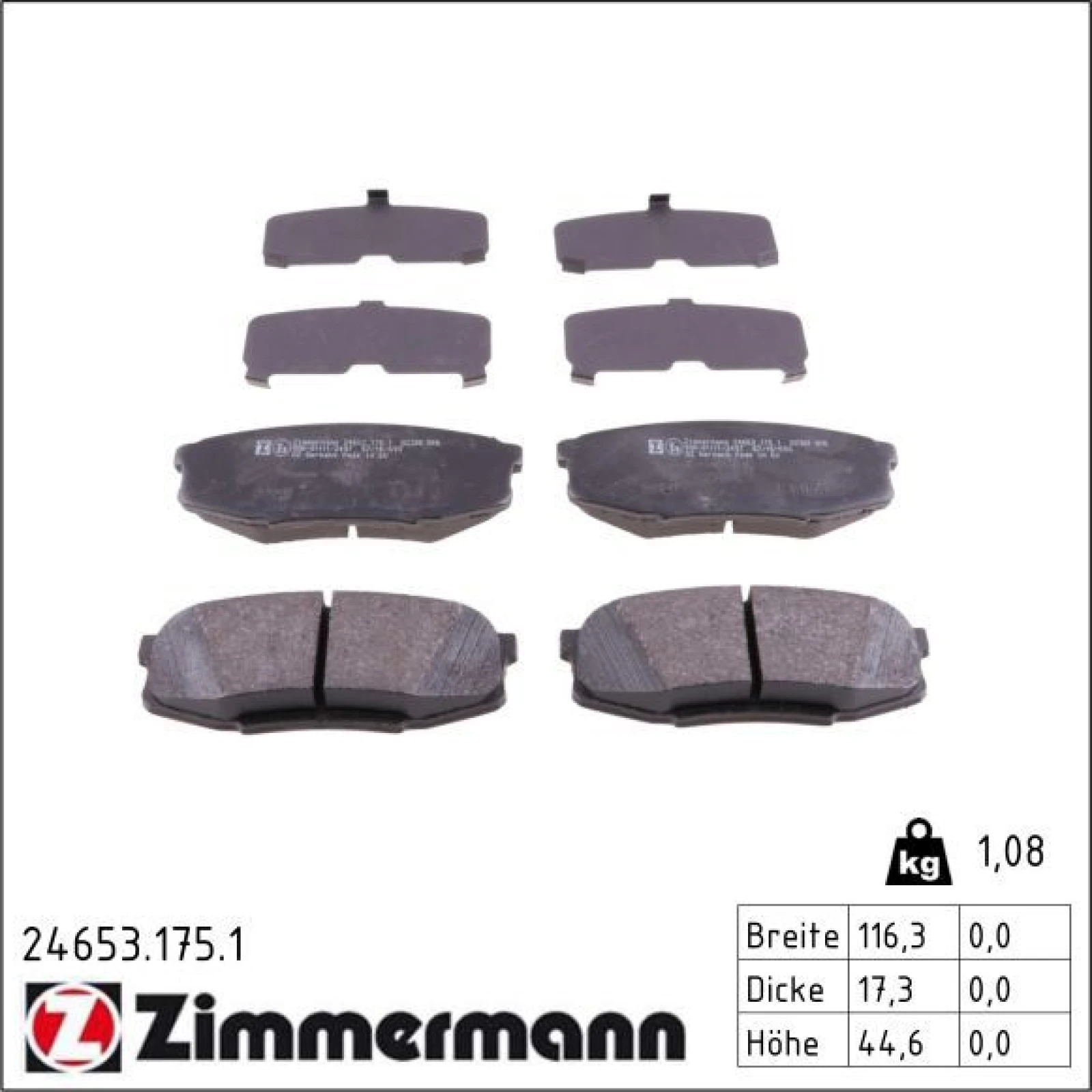 ZIMMERMANN Bremsbeläge 24653.175.1