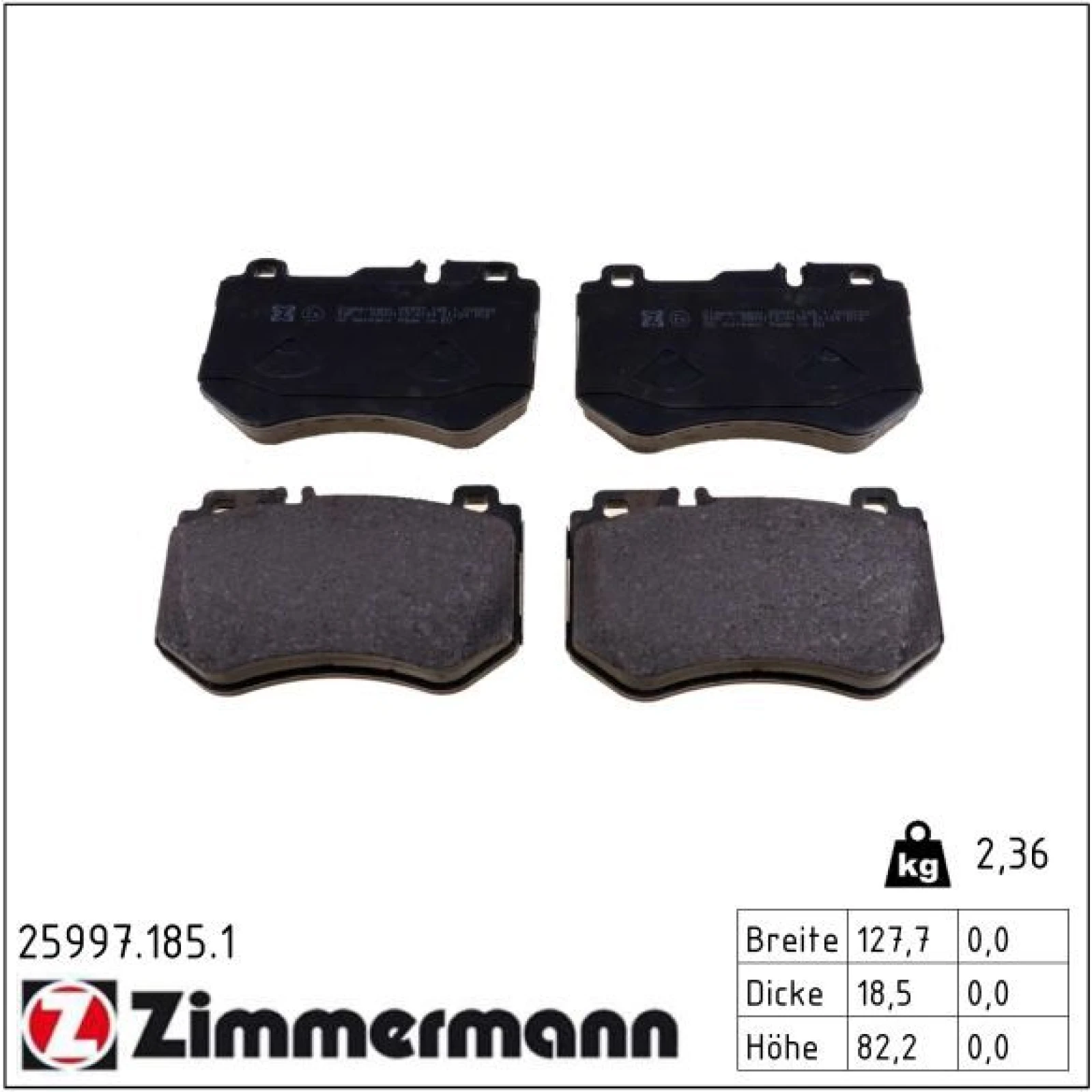 25997.185.1 ZIMMERMANN Bremsbeläge 25997.185.1