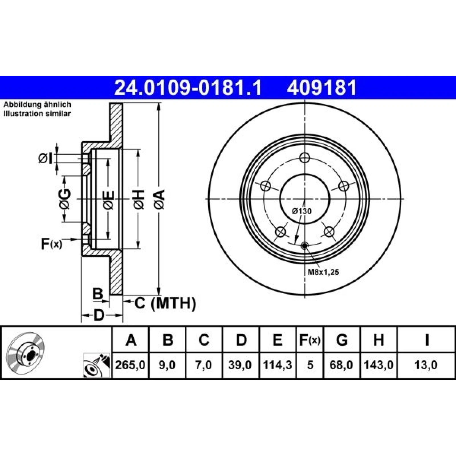 Bremsscheibe Mazda T. 3 1.5-2.2D 13 24.0109-0181.1