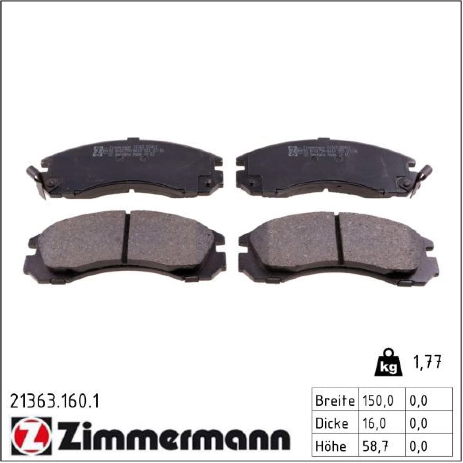 ZIMMERMANN Bremsbeläge 21363.160.1