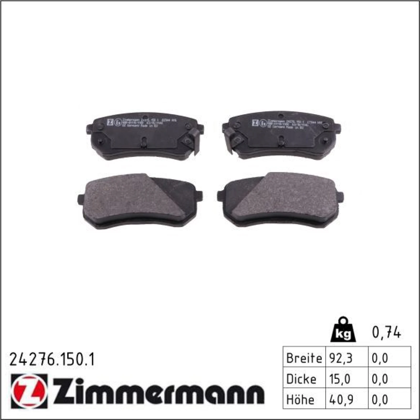 ZIMMERMANN Bremsbeläge 24276.150.1