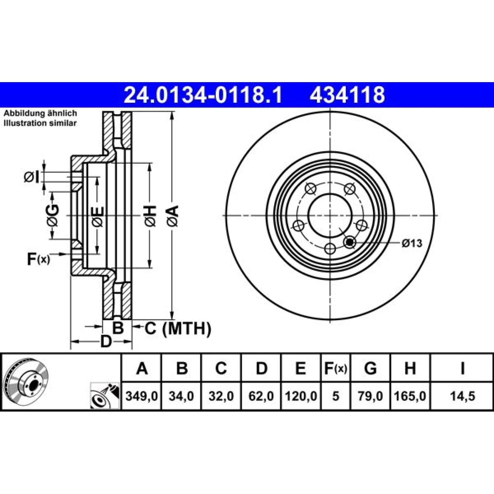 ATE Bremsscheibe 24.0134-0118