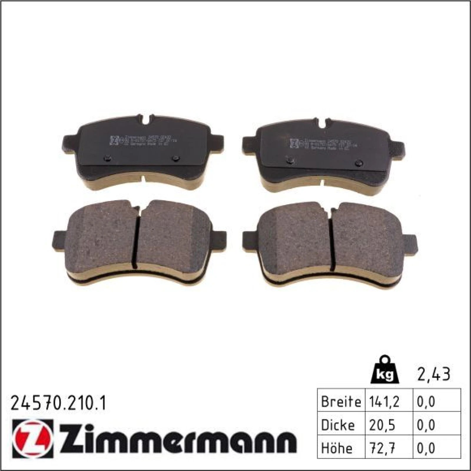 ZIMMERMANN Bremsbeläge 24570.210.1