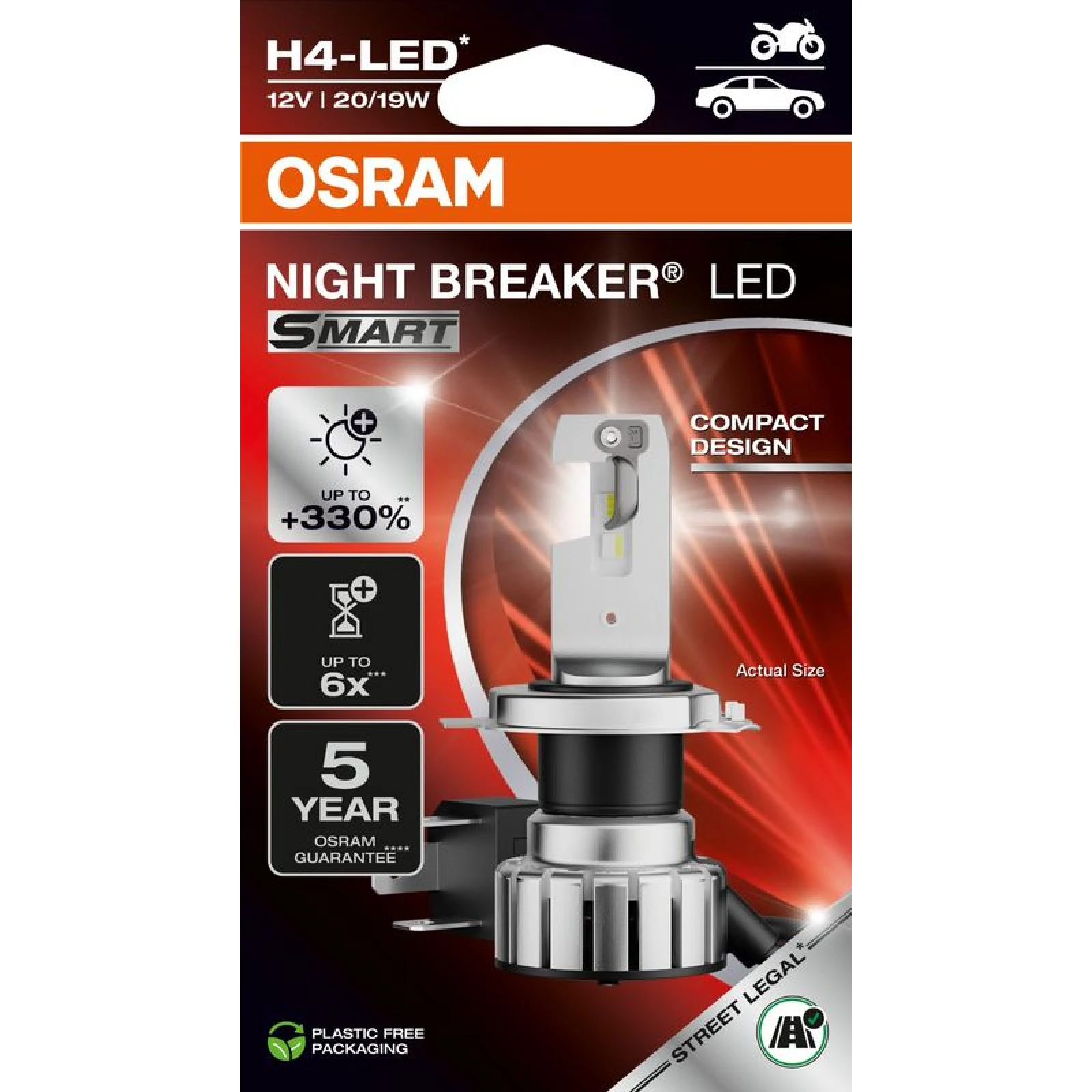 H4 NIGHT BREAKER LED SMART +330% StVZO-Konform LED Moto 1St. OSRAM 64193DWNBSM-1HB