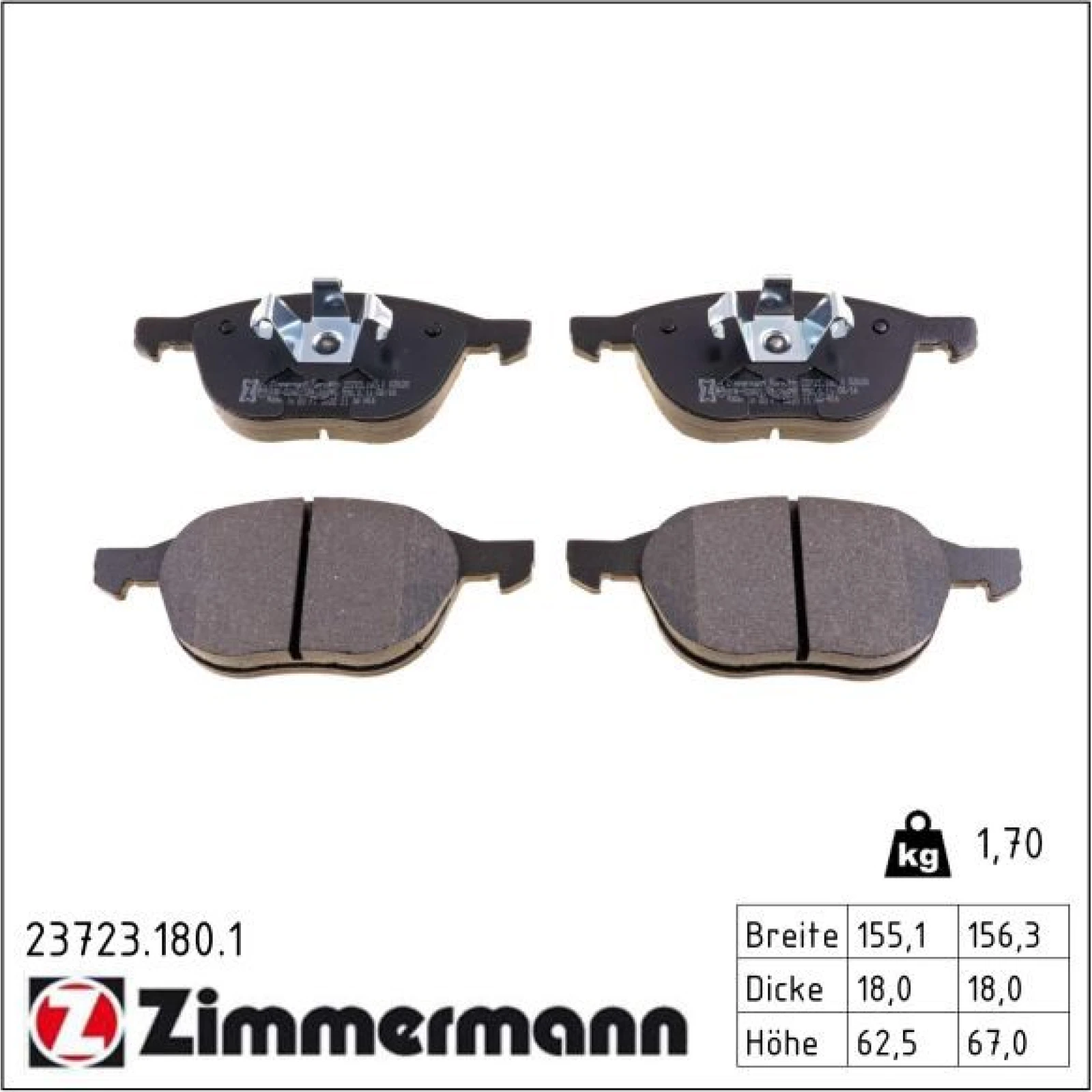 ZIMMERMANN Bremsbeläge 23723.180.1