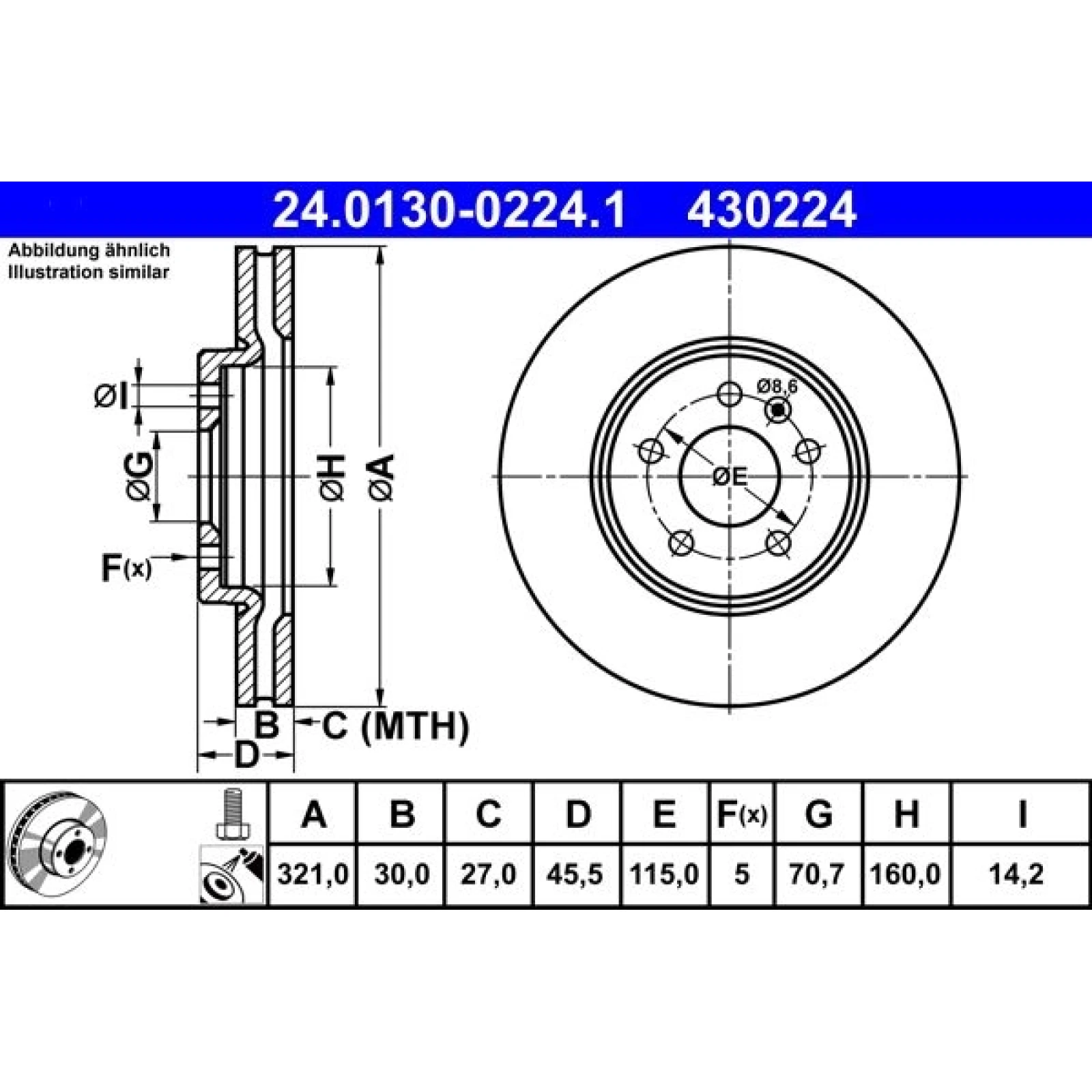 Bremsscheibe Opel P. Astra/Cascada/Zafira 10 24.0130-0224.1