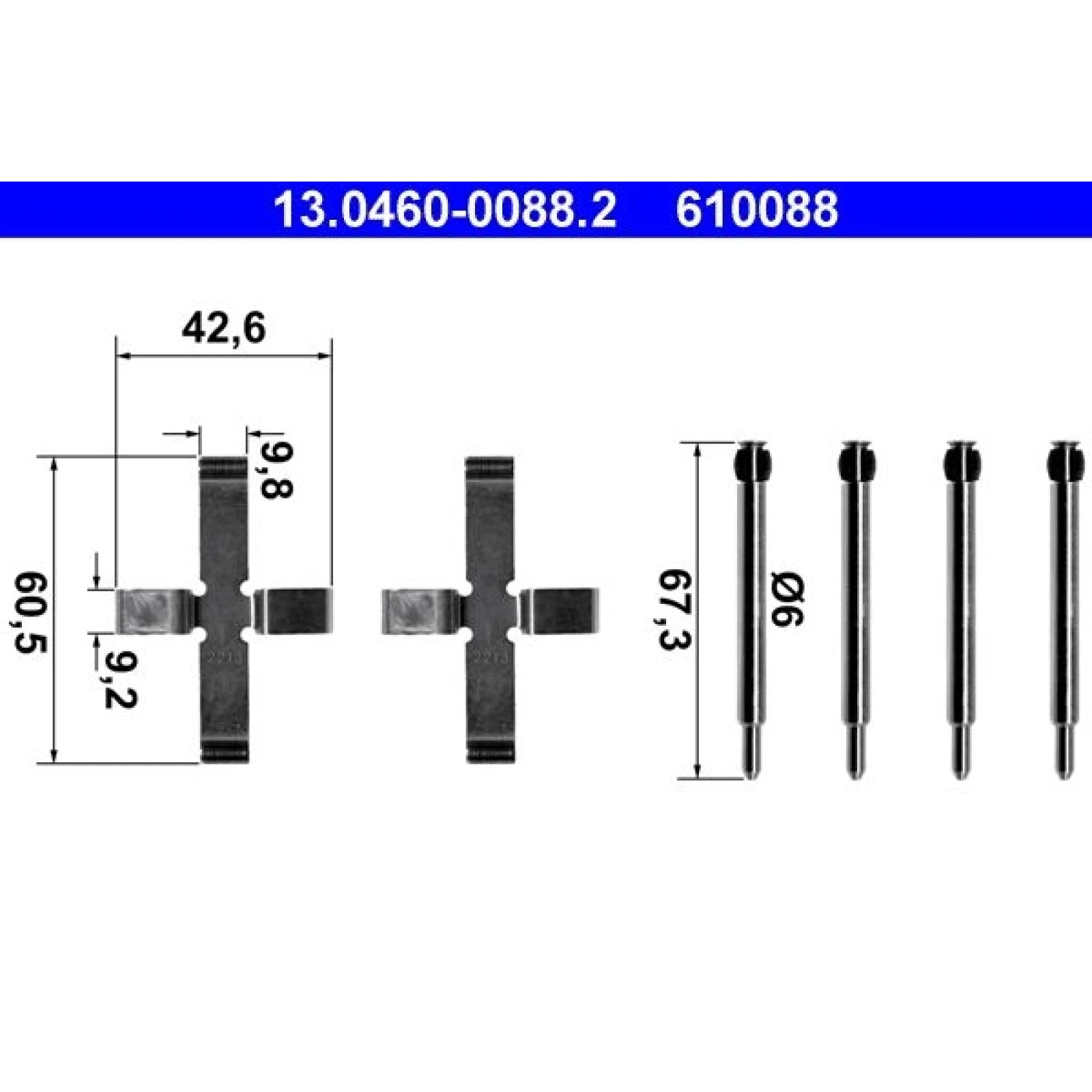 ATE Zubehörsatz Bremsbeläge 13.0460-0088.2
