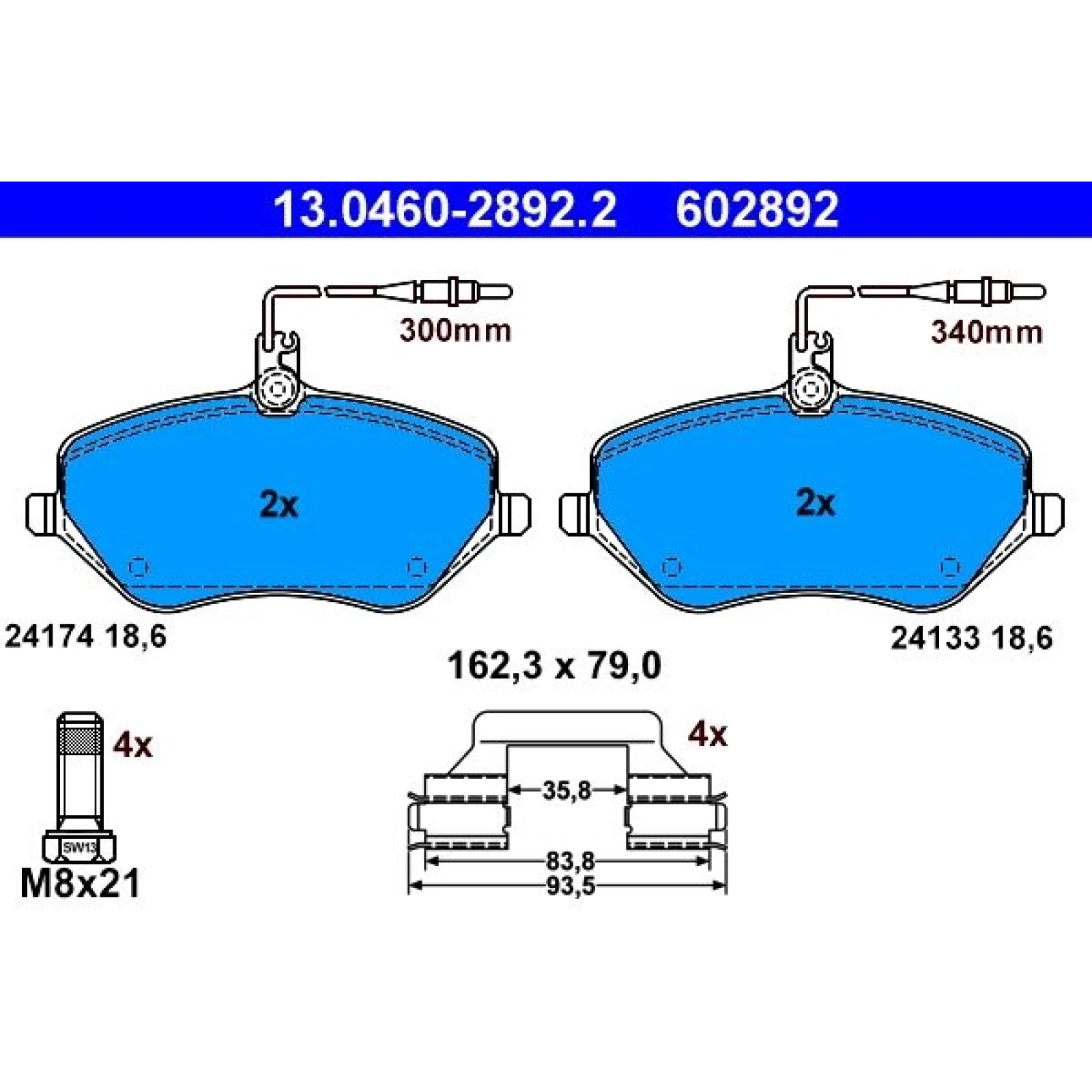 Bremsbelagsatz Peugeot P. 407/607 2,0-3,0 04 13.0460-2892.2
