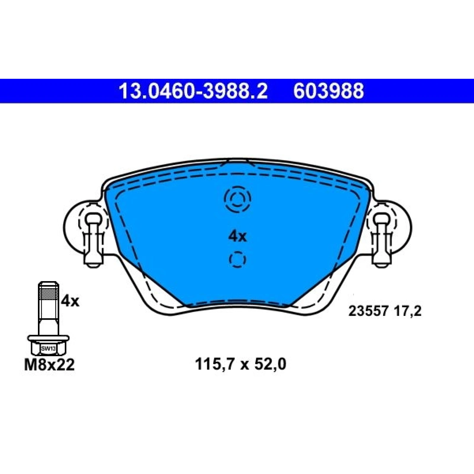 Bremsbelagsatz Jaguar T. X-Type 2.1-3.0 01-09 13.0460-3988.2