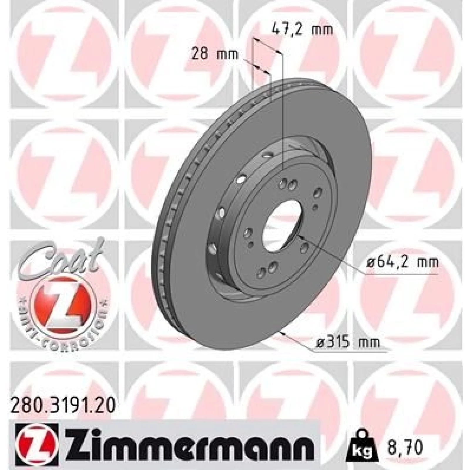ZIMMERMANN Bremsscheibe 280.3191.20