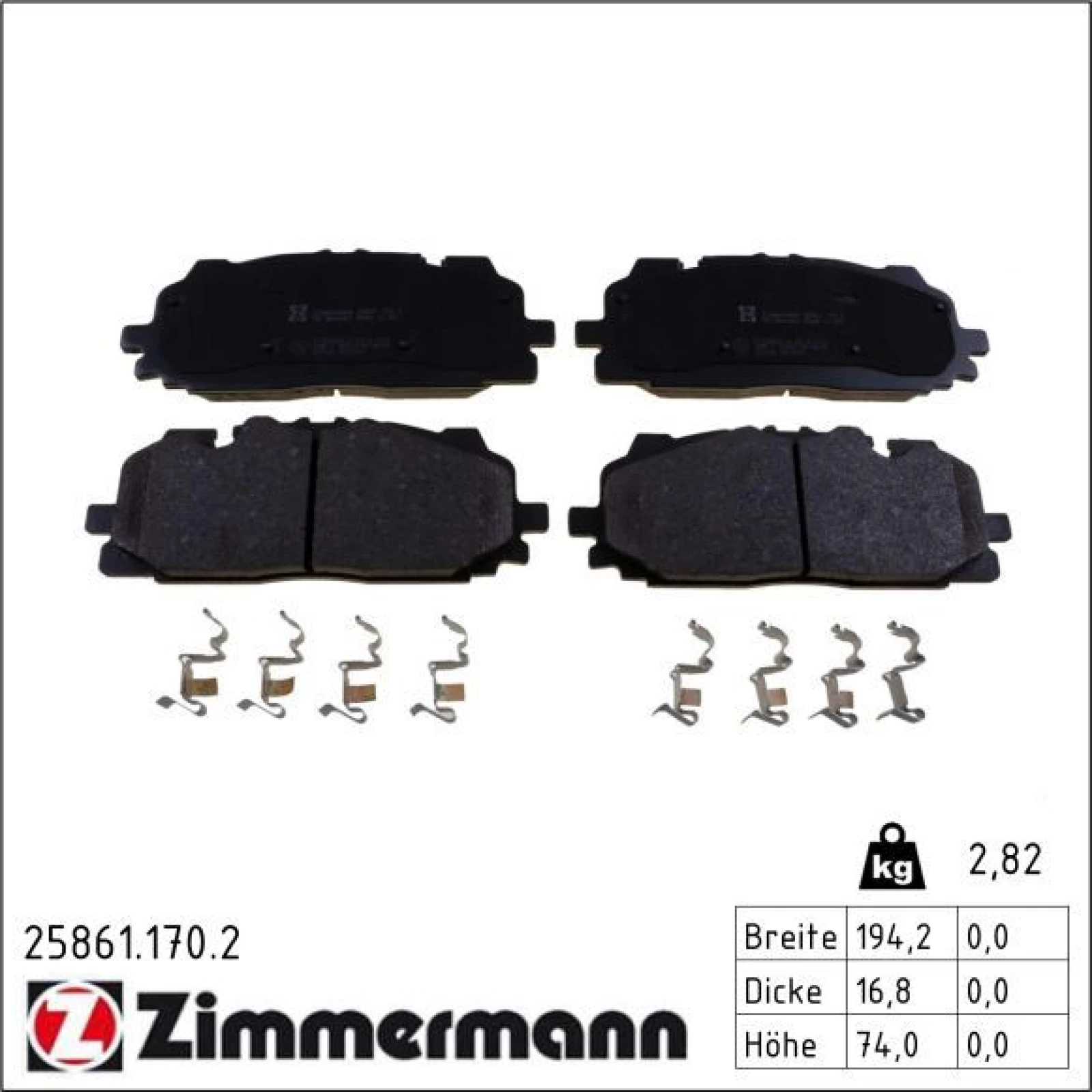 ZIMMERMANN Bremsbeläge 25861.170.2