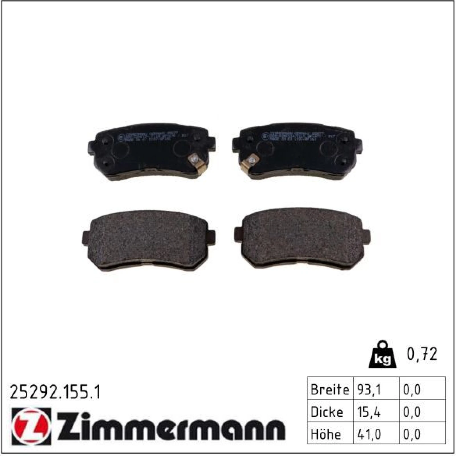 ZIMMERMANN Bremsbeläge 25292.155.1