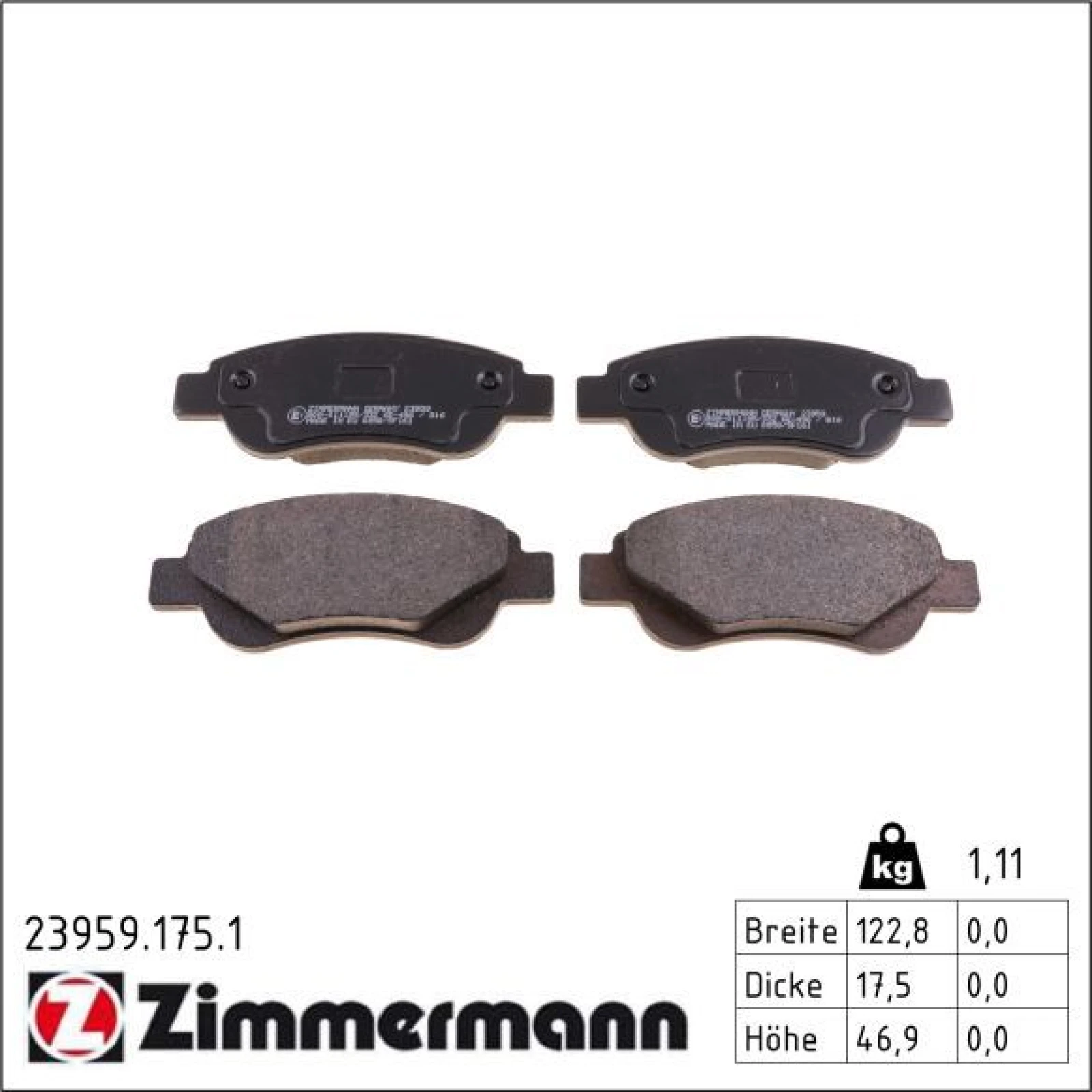 ZIMMERMANN Bremsbeläge 23959.175.1