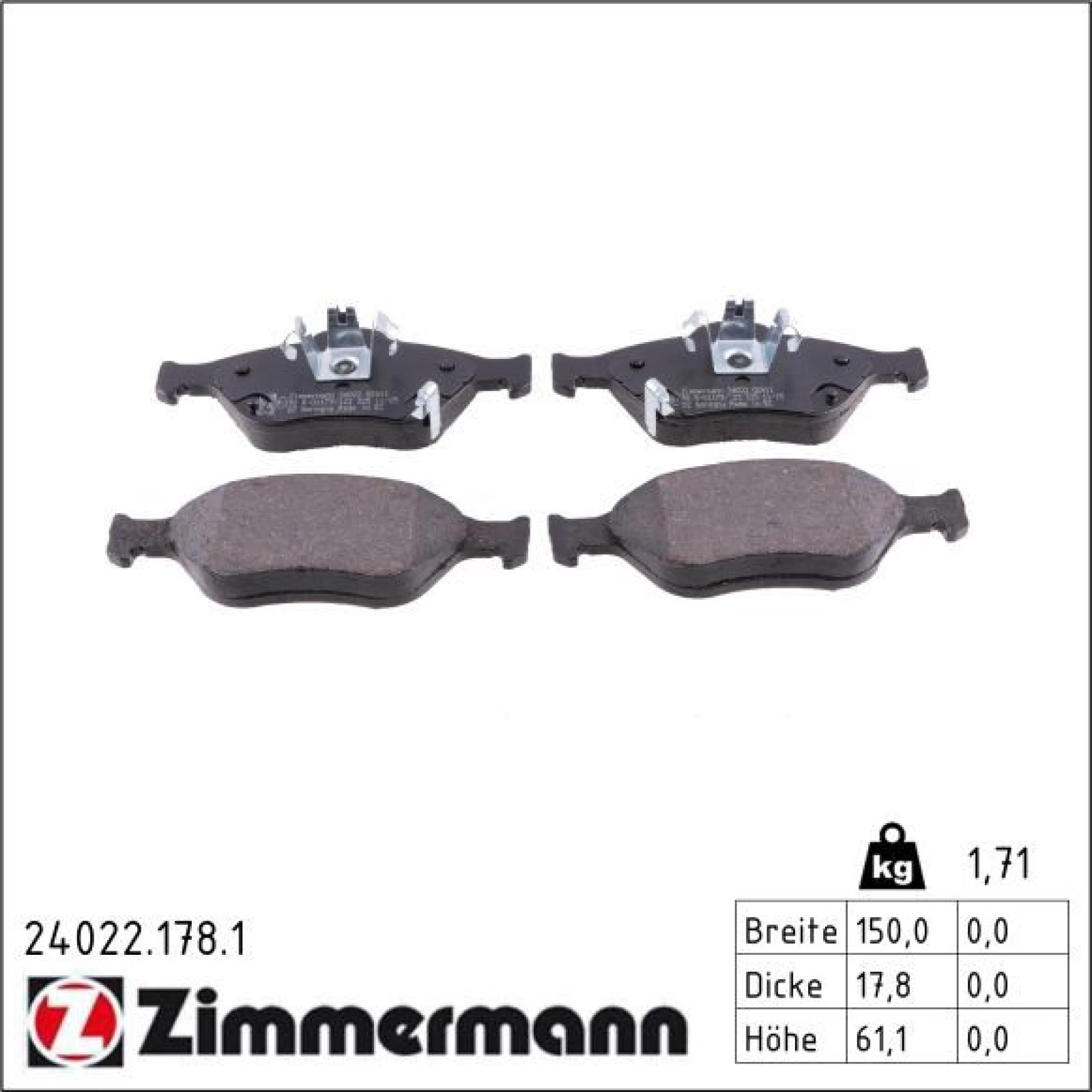 ZIMMERMANN Bremsbeläge 24022.178.1