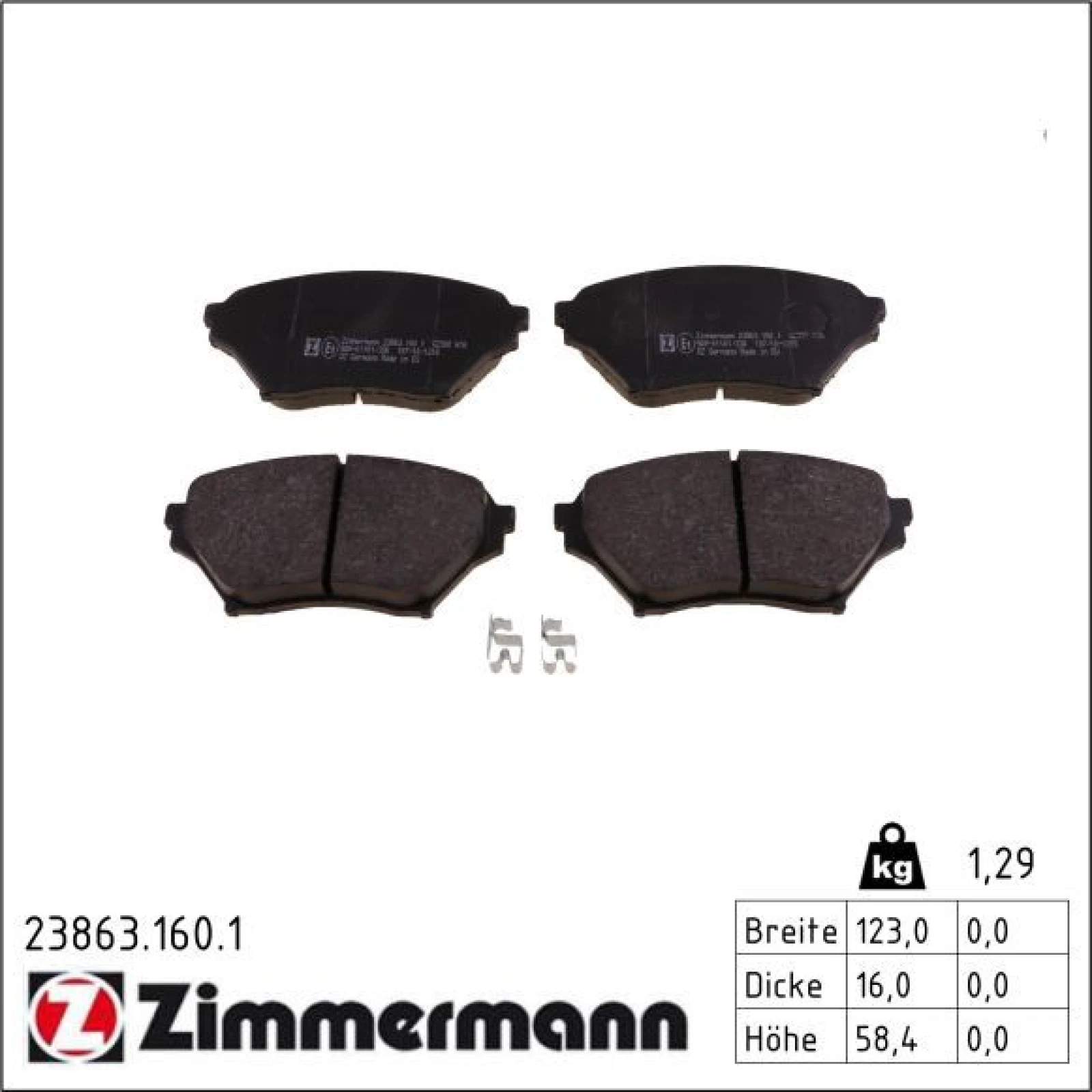 ZIMMERMANN Bremsbeläge 23863.160.1