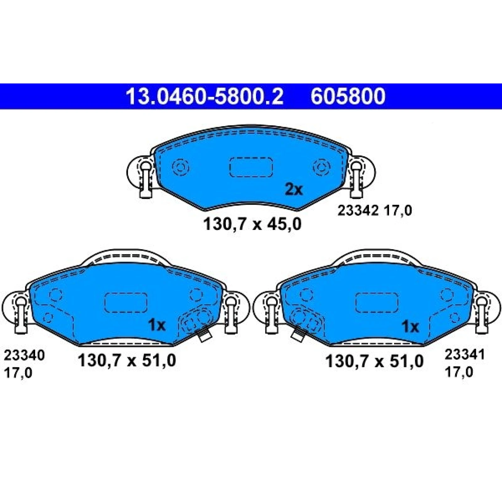 Bremsbelagsatz Toyota P. Yaris 1,0-1,5 99-05 13.0460-5800.2