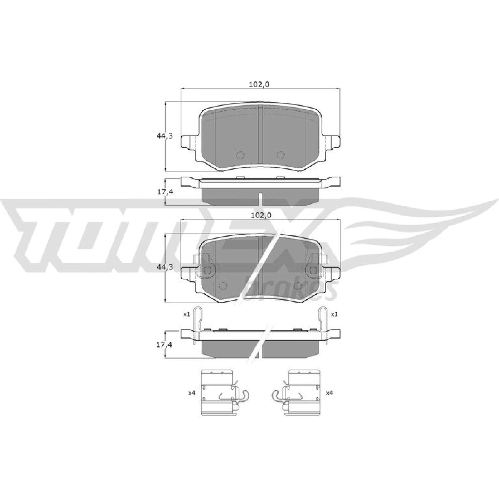 TOMEX brakes Bremsbelagsatz, Scheibenbremse TX 60-44