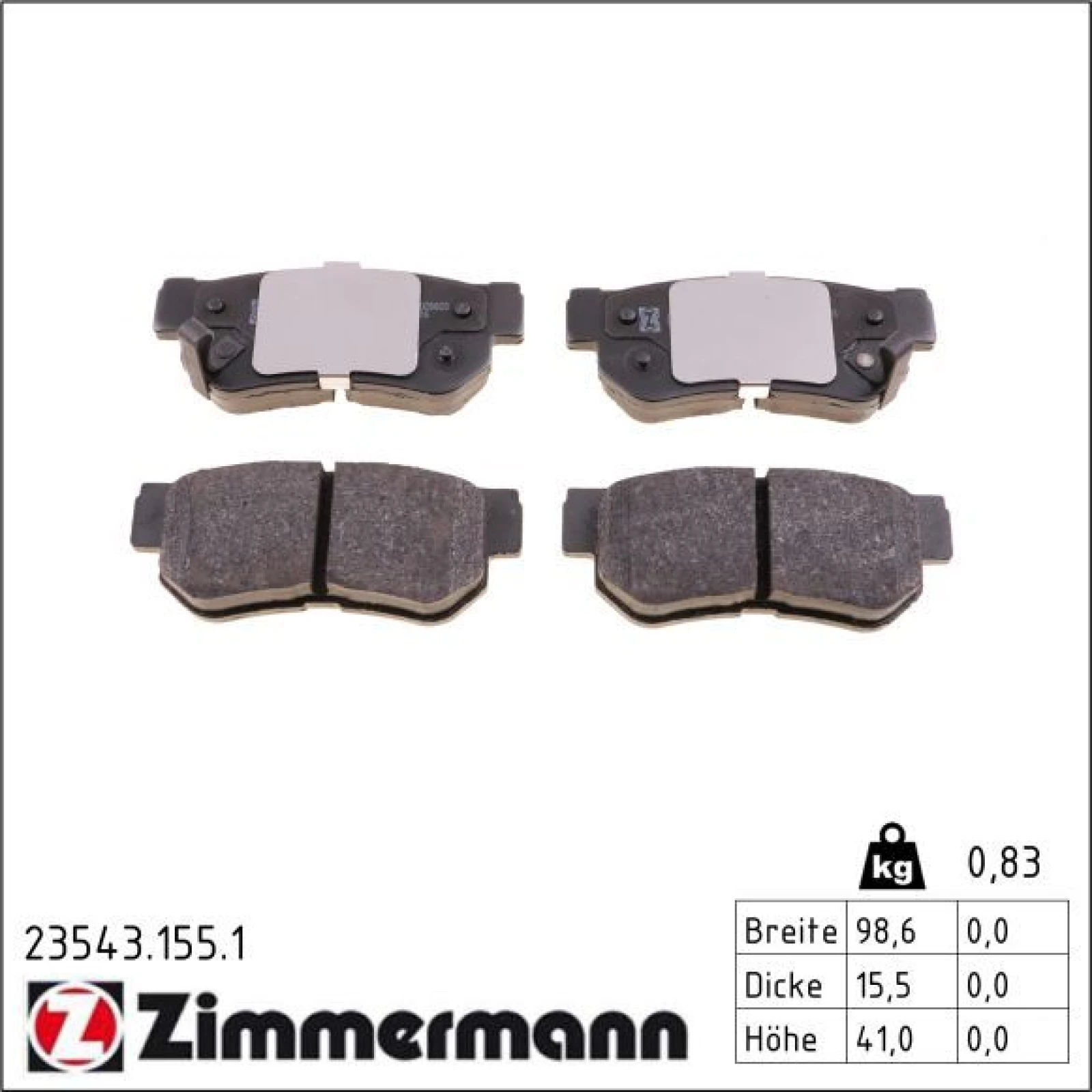 ZIMMERMANN Bremsbeläge 23543.155.1