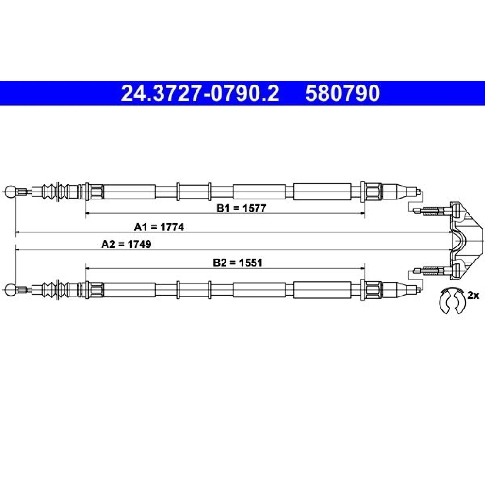 ATE Handbremsseil Seilzug Festellbremse 24.3727-0790.2